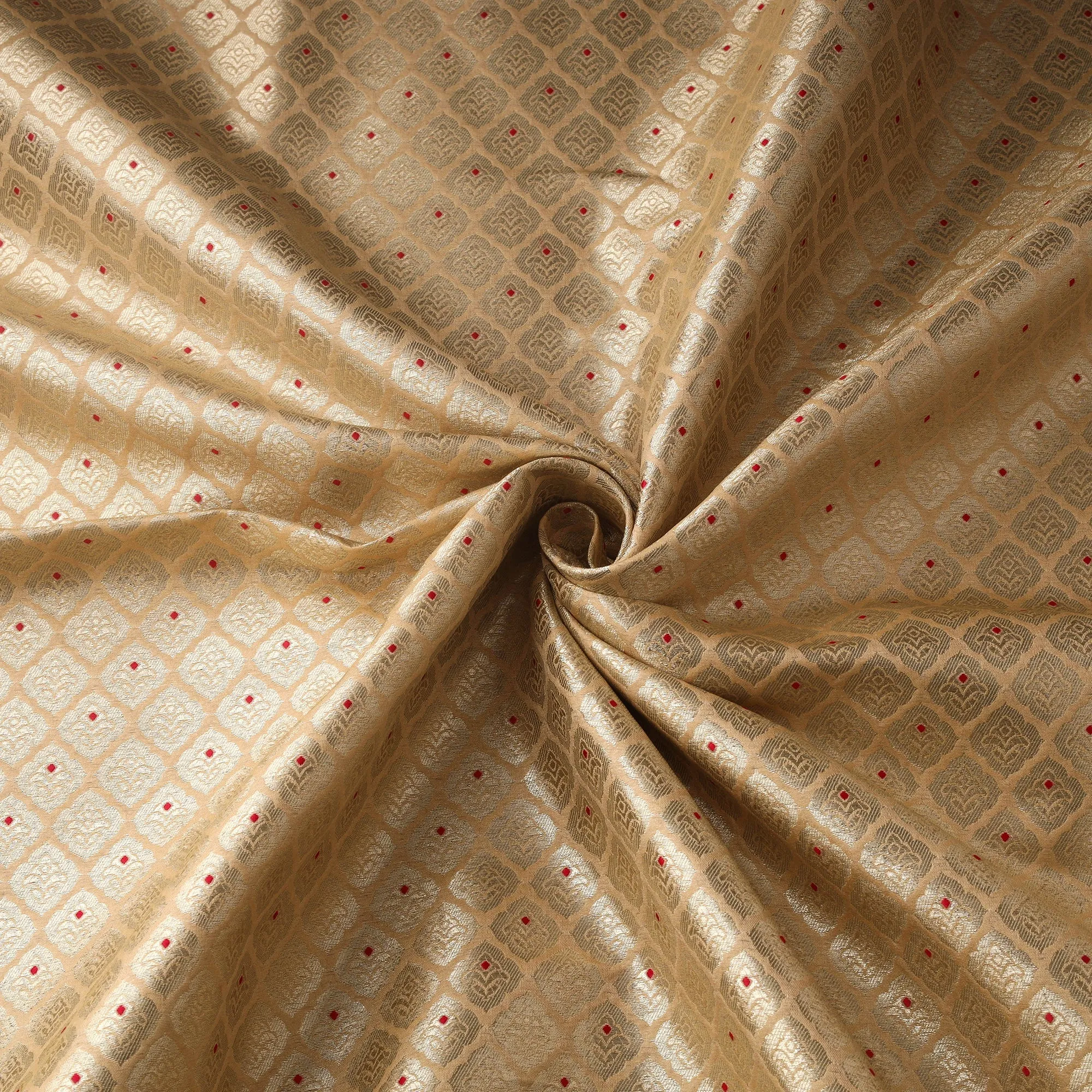 Beige - Tissue Zari Meena Work Viscose Banarasi Fabric 22 sold by Itokri product image thumbnail 3