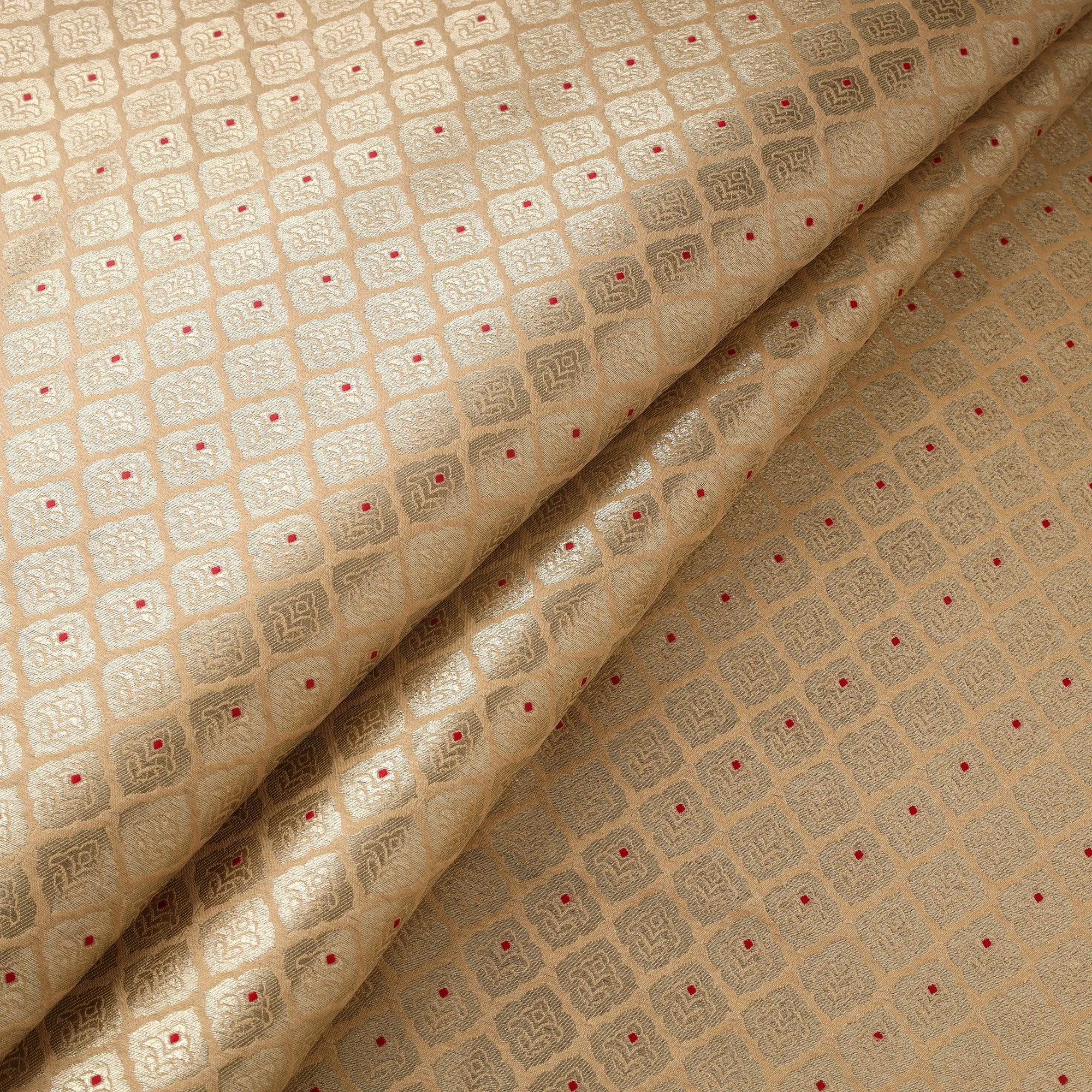 Beige - Tissue Zari Meena Work Viscose Banarasi Fabric 22 sold by Itokri product image thumbnail 2