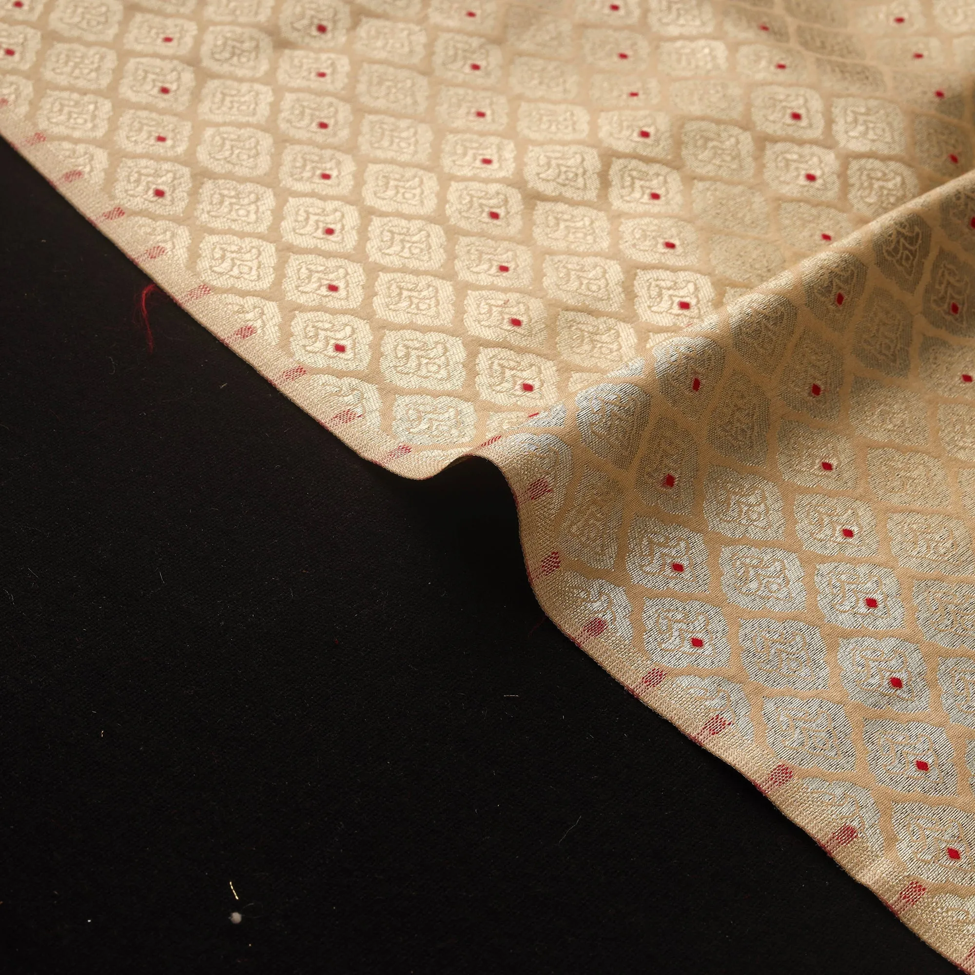 Beige - Tissue Zari Meena Work Viscose Banarasi Fabric 22 sold by Itokri product image thumbnail 4