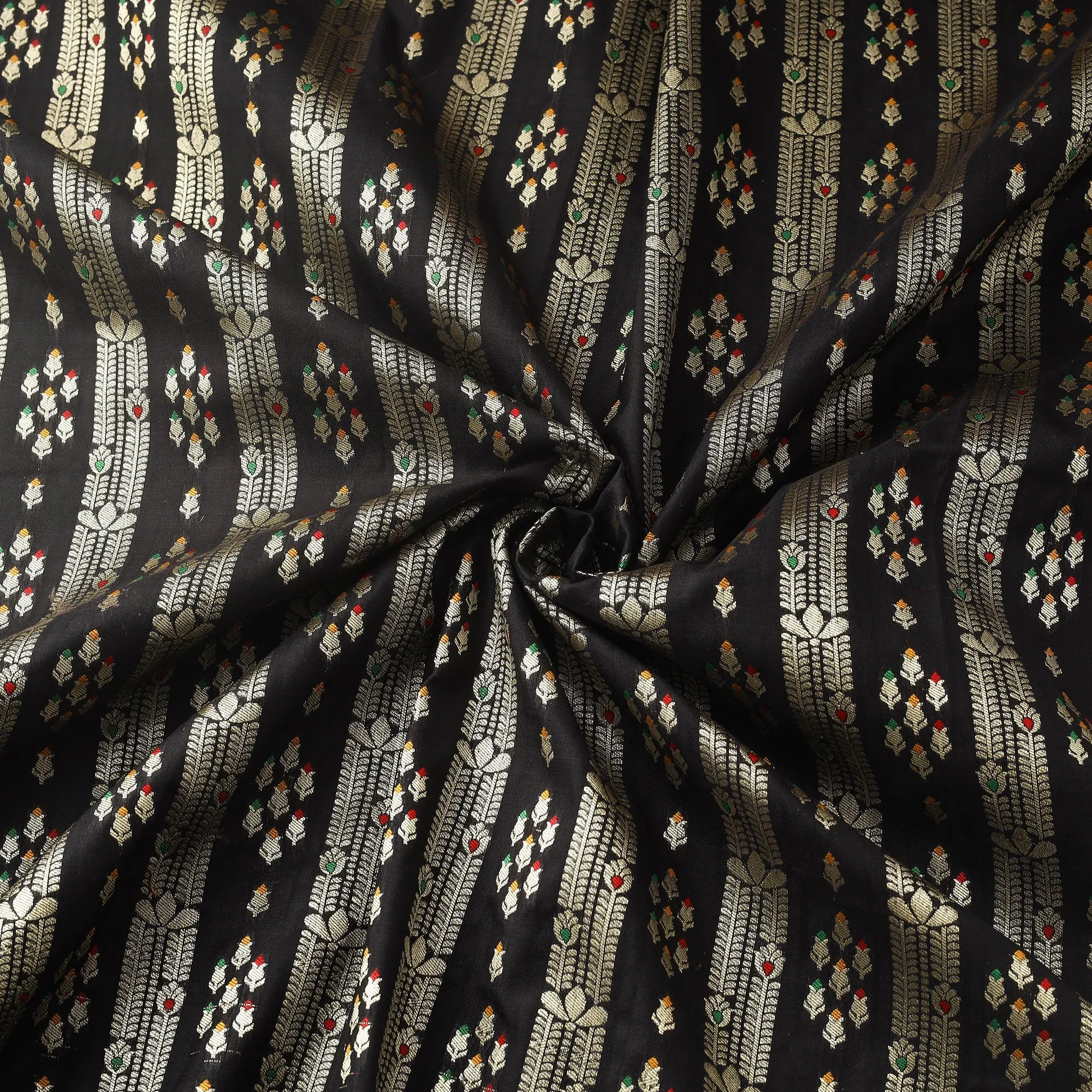 Black - Tissue Zari Meena Work Viscose Banarasi Fabric 20 sold by Itokri product image thumbnail 3