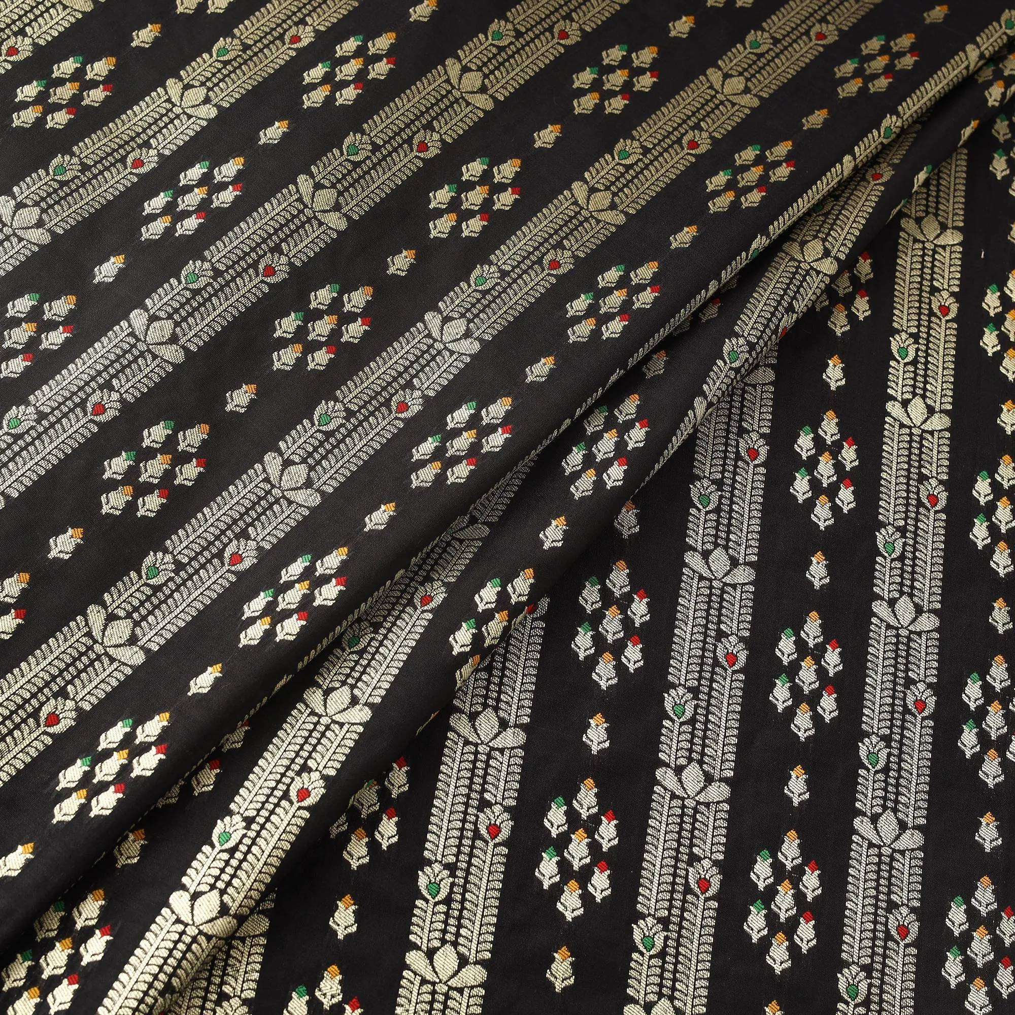 Black - Tissue Zari Meena Work Viscose Banarasi Fabric 20 sold by Itokri product image thumbnail 2