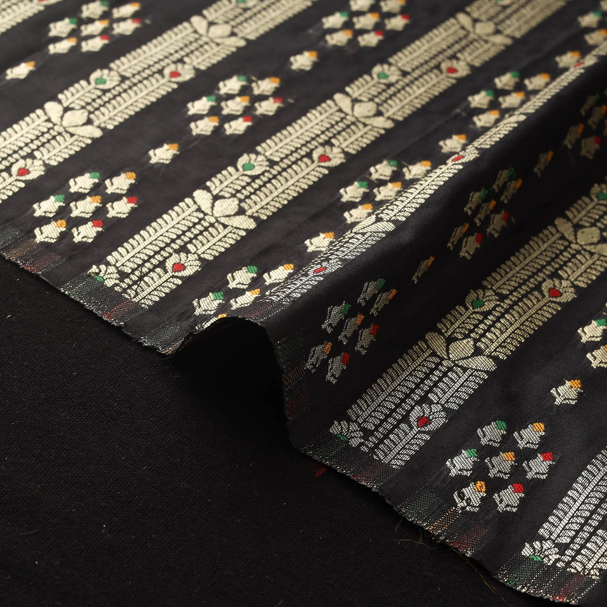 Black - Tissue Zari Meena Work Viscose Banarasi Fabric 20 sold by Itokri product image thumbnail 4