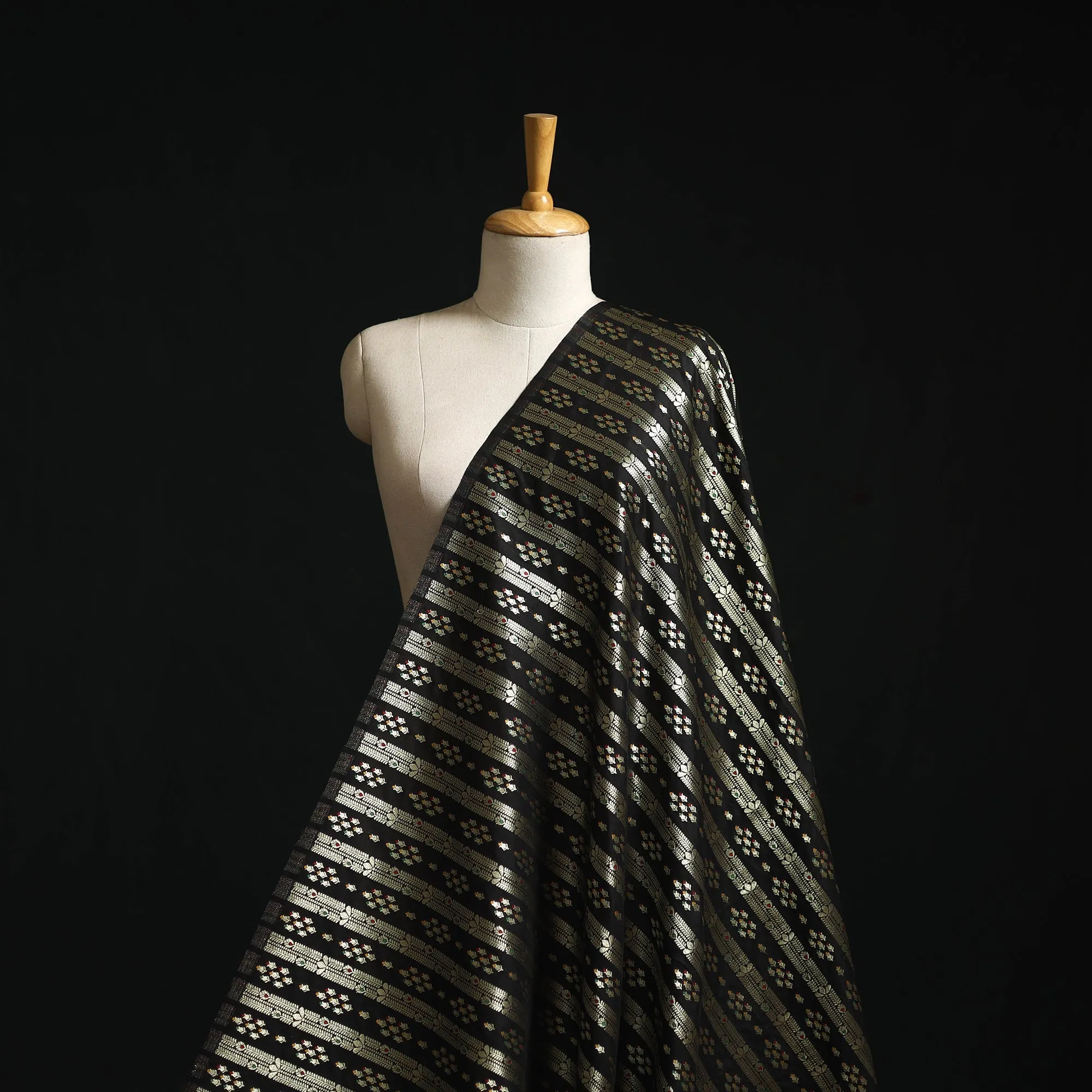 Black - Tissue Zari Meena Work Viscose Banarasi Fabric 20 sold by Itokri