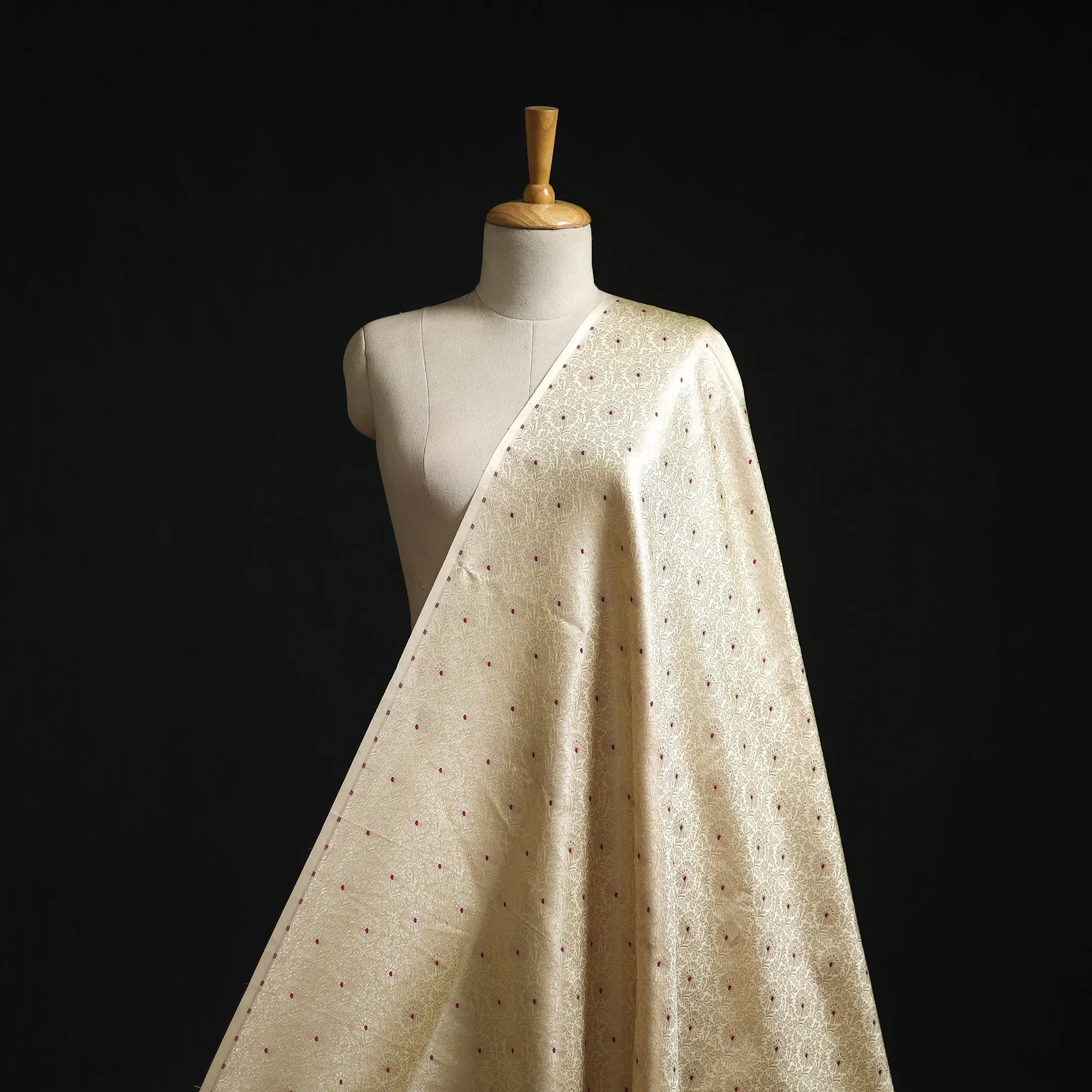 Beige - Tissue Zari Meena Work Viscose Banarasi Fabric 19 sold by Itokri