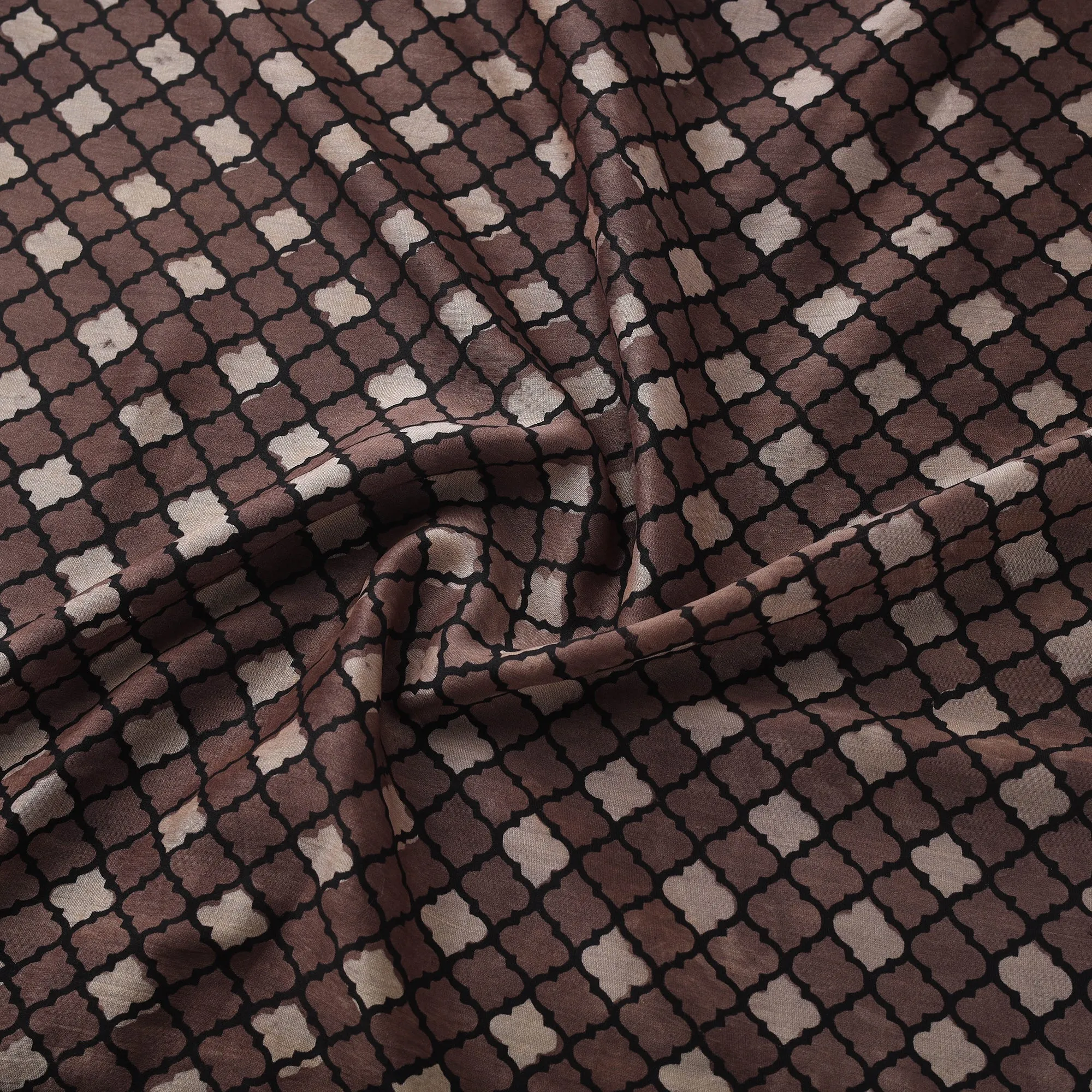 Brown - Natural Dyed Chanderi Silk Kutch Hand Block Ajrakh Print Fabric 11 sold by Itokri product image thumbnail 3