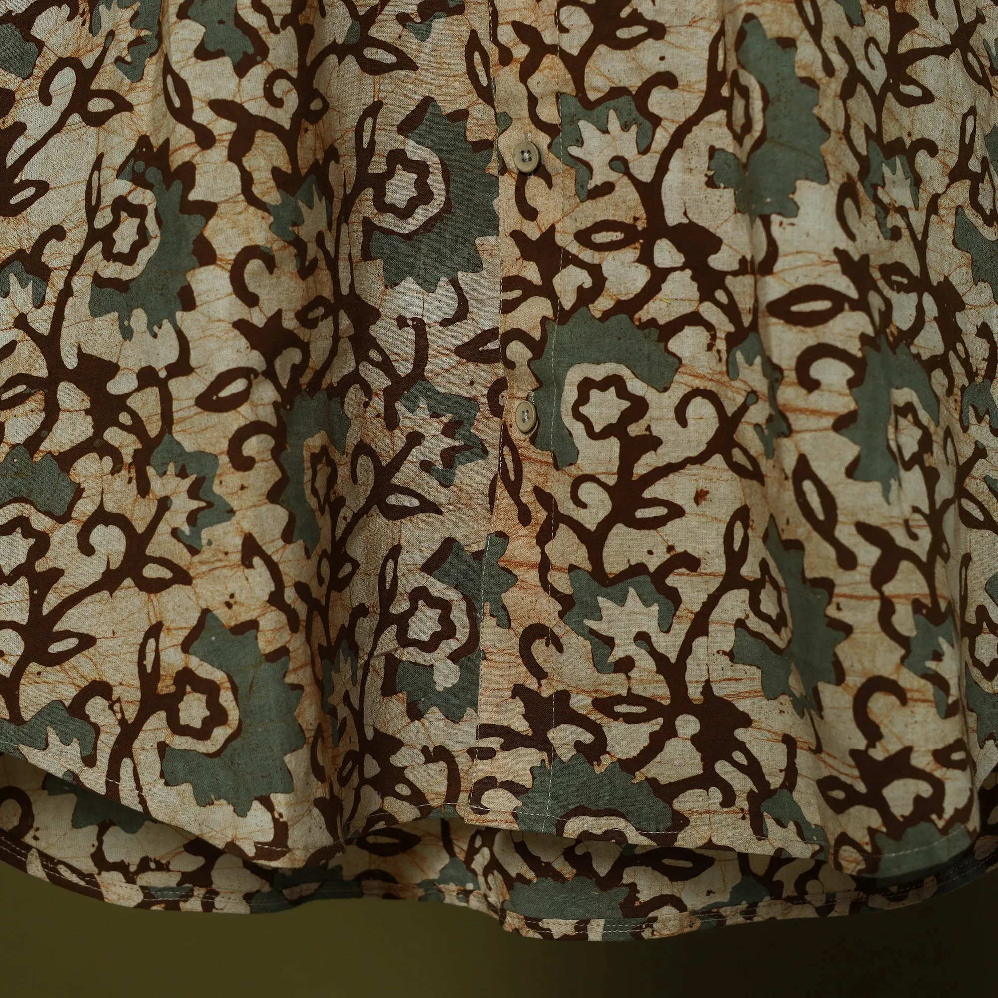 Brown - Half Sleeve Cotton Men Hand Block Batik Print Shirt 13 sold by Itokri product image thumbnail 5