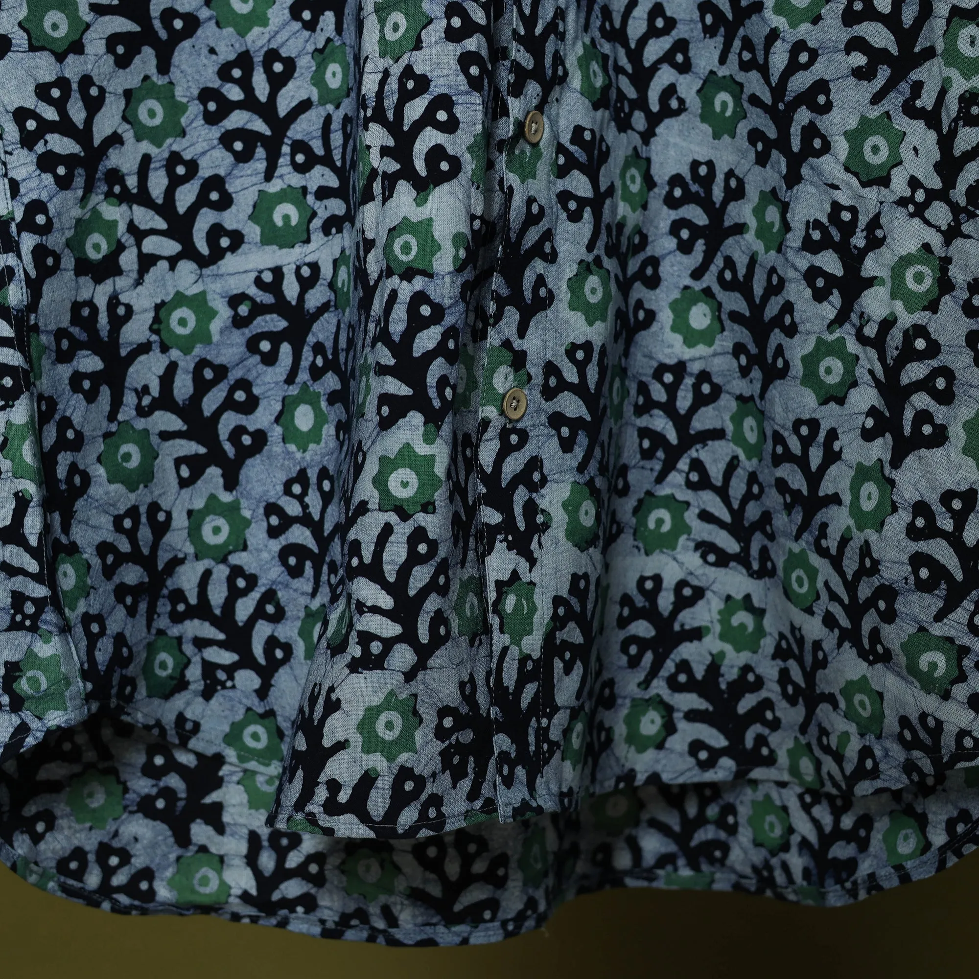 Blue - Half Sleeve Cotton Men Hand Block Batik Print Shirt 14 sold by Itokri product image thumbnail 5