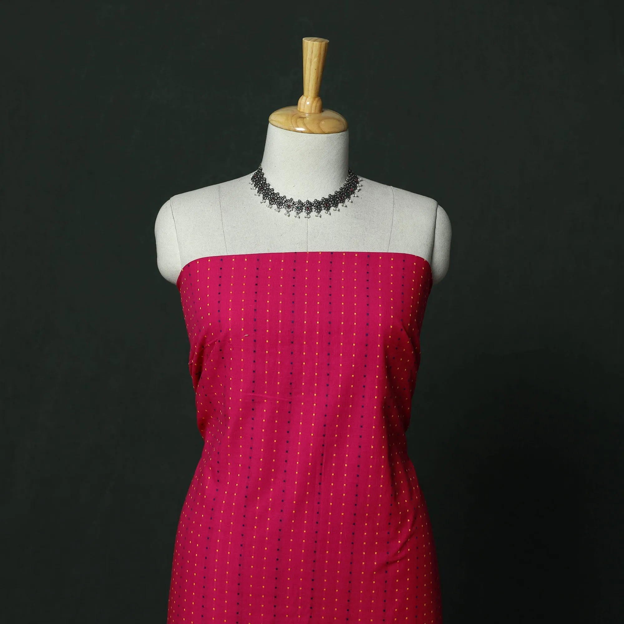 Pink - Jacquard Cotton 2pc Unstitched Dress Material with Earrings 14 sold by Itokri product image thumbnail 2