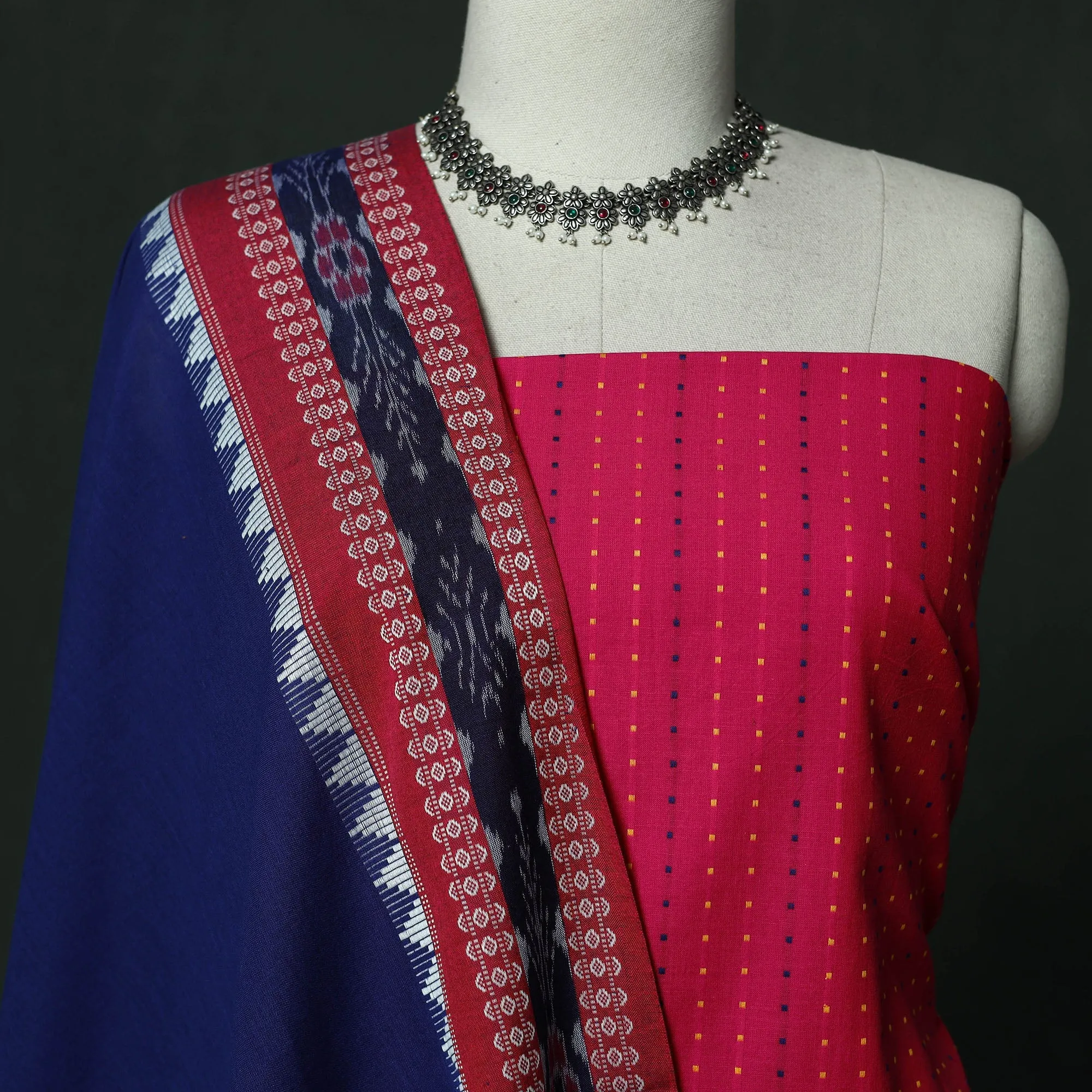 Pink - Jacquard Cotton 2pc Unstitched Dress Material with Earrings 14 sold by Itokri product image thumbnail 3