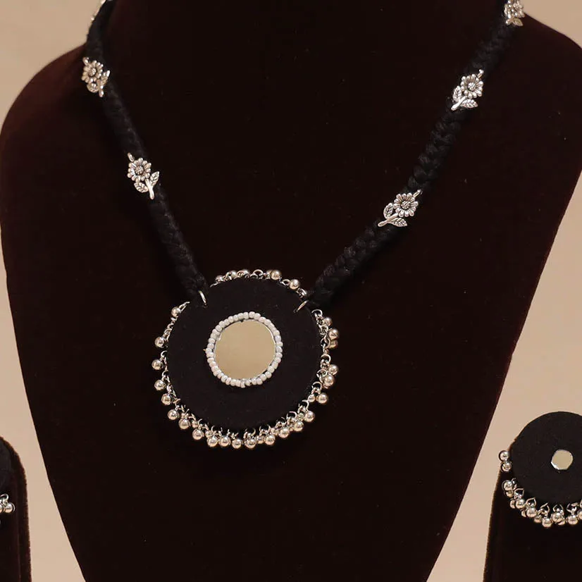 Black - Ghungroo Mirror Work Fabart Necklace Set 09 sold by Itokri product image thumbnail 2