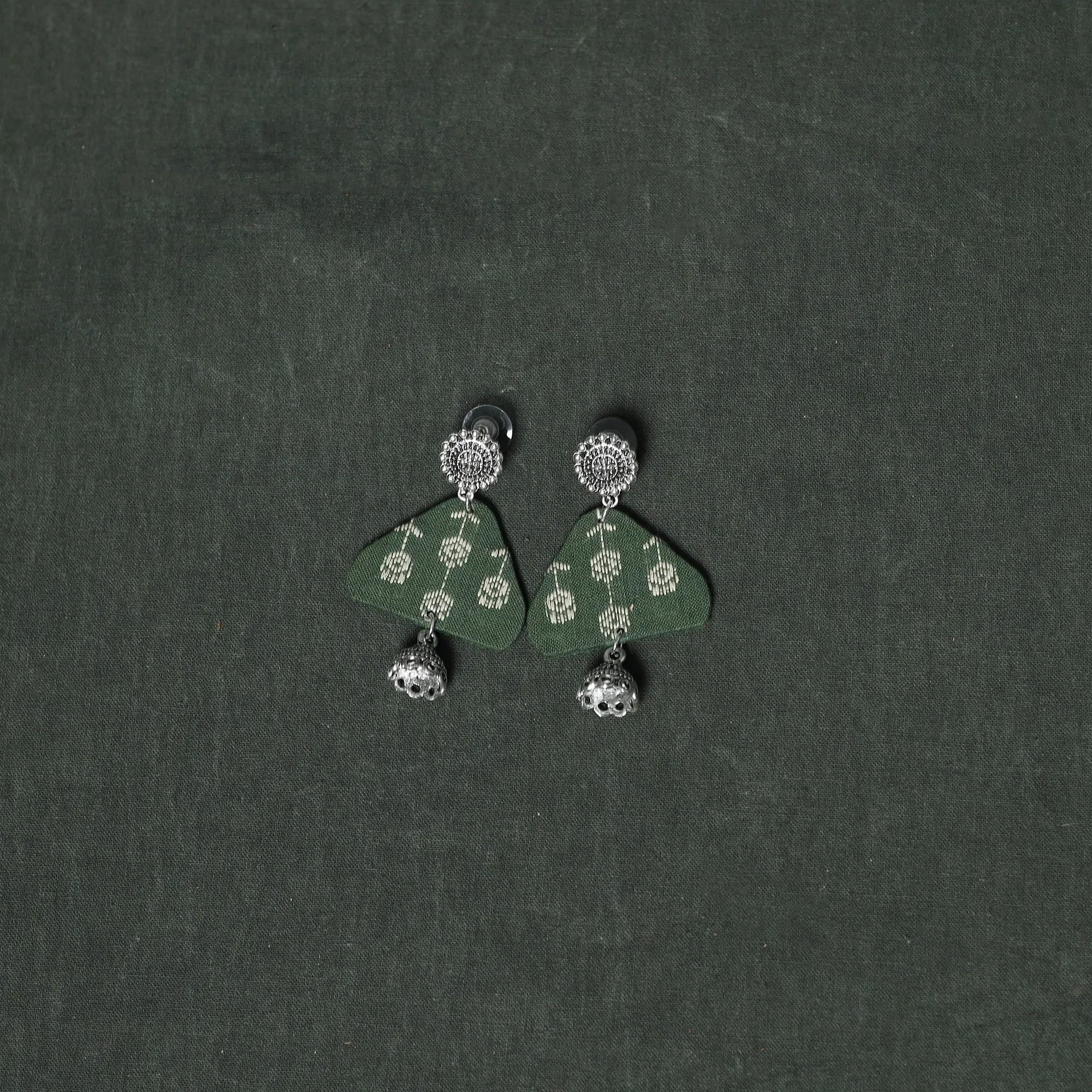 Green - Jacquard Cotton 2pc Unstitched Dress Material with Earrings 06 sold by Itokri product image thumbnail 5
