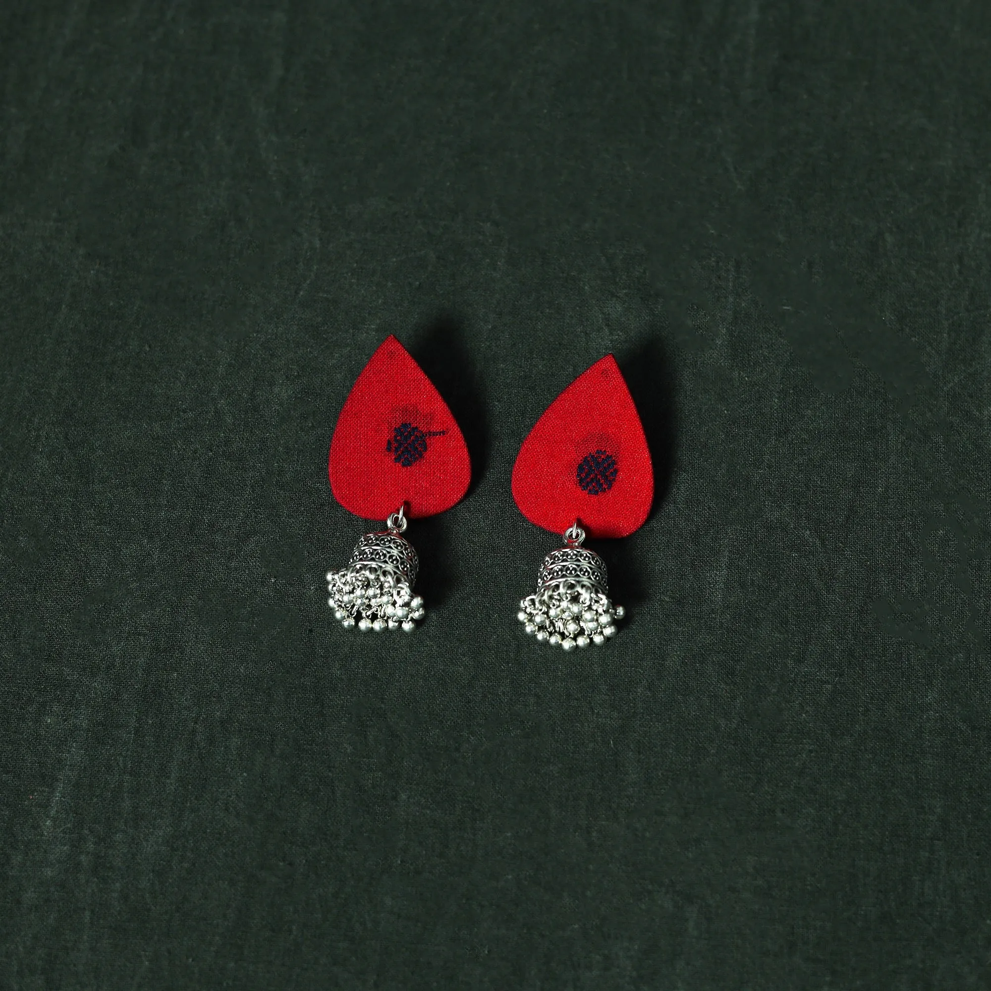 Red - Jacquard Cotton 2pc Unstitched Dress Material with Earrings 09 sold by Itokri product image thumbnail 5