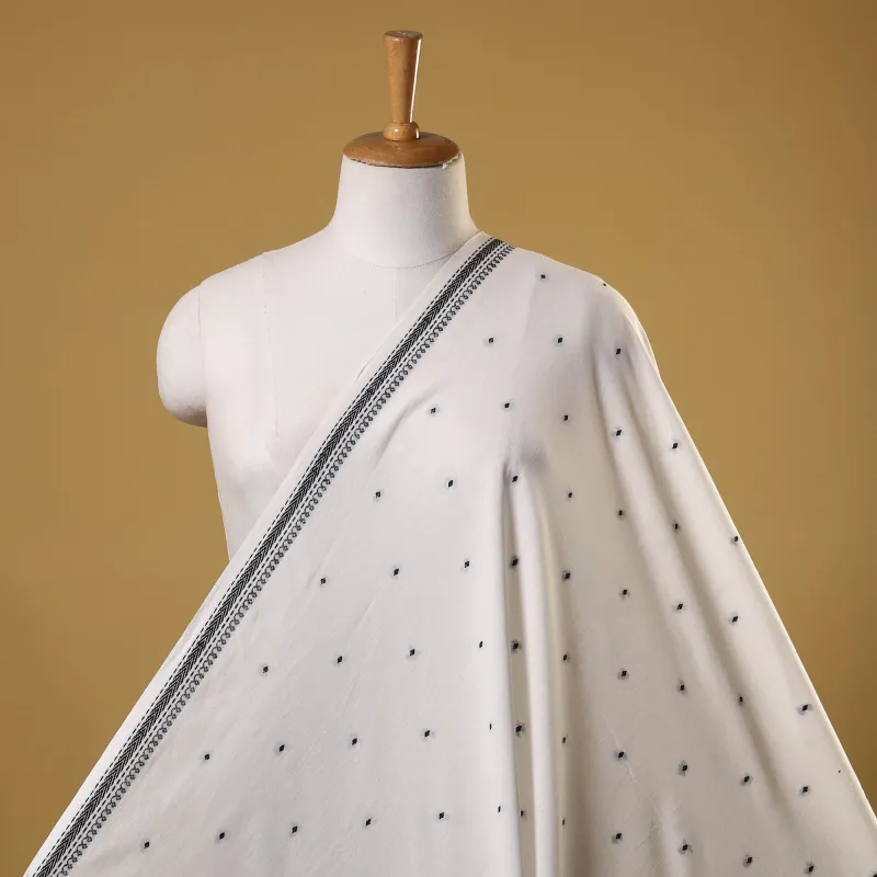 White - Prewashed Cotton Jacquard Fabric 18 sold by Itokri