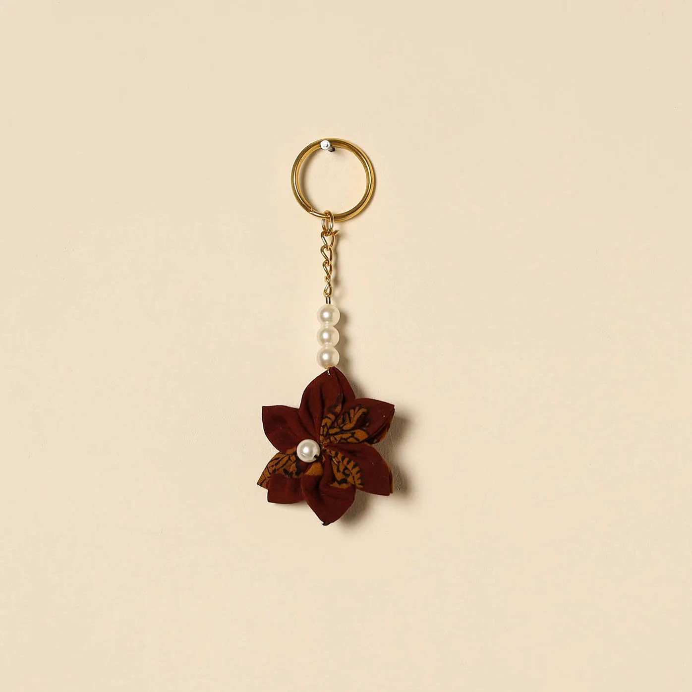Maroon - Beaded Fabart Flower Keychain 49 sold by Itokri product image thumbnail 2