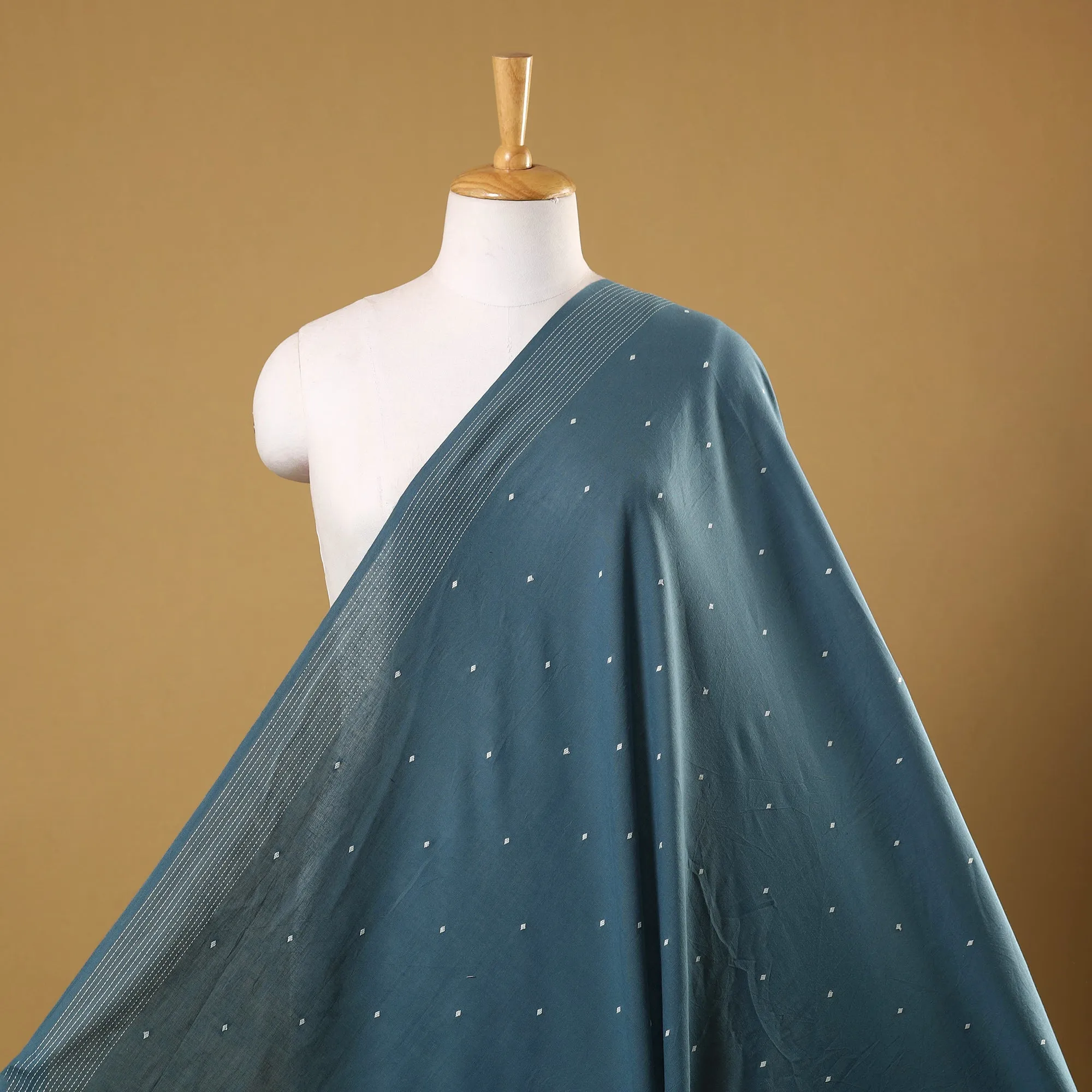 Blue - Prewashed Cotton Jacquard Fabric 30 sold by Itokri