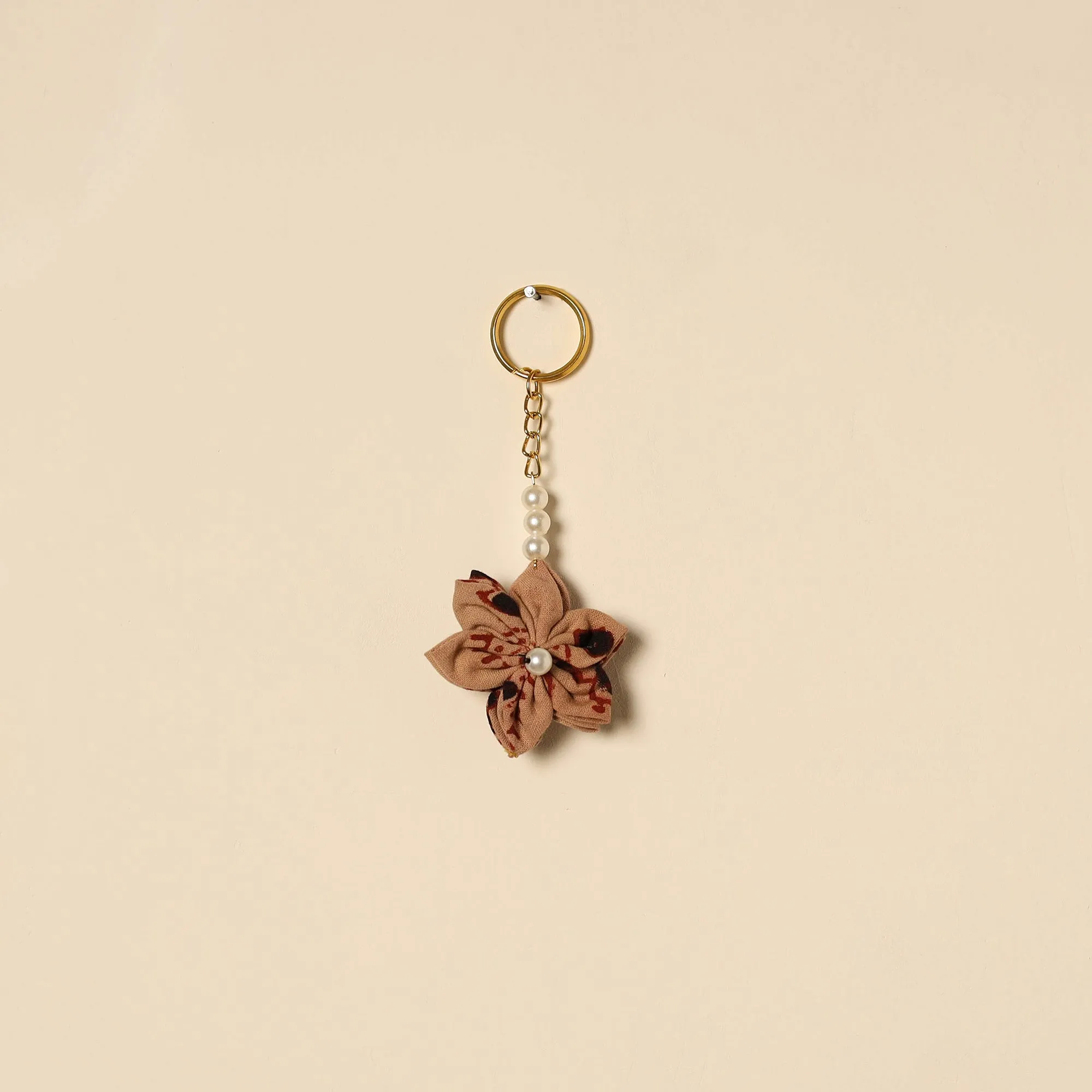 Brown - Beaded Fabart Flower Keychain 19 sold by Itokri