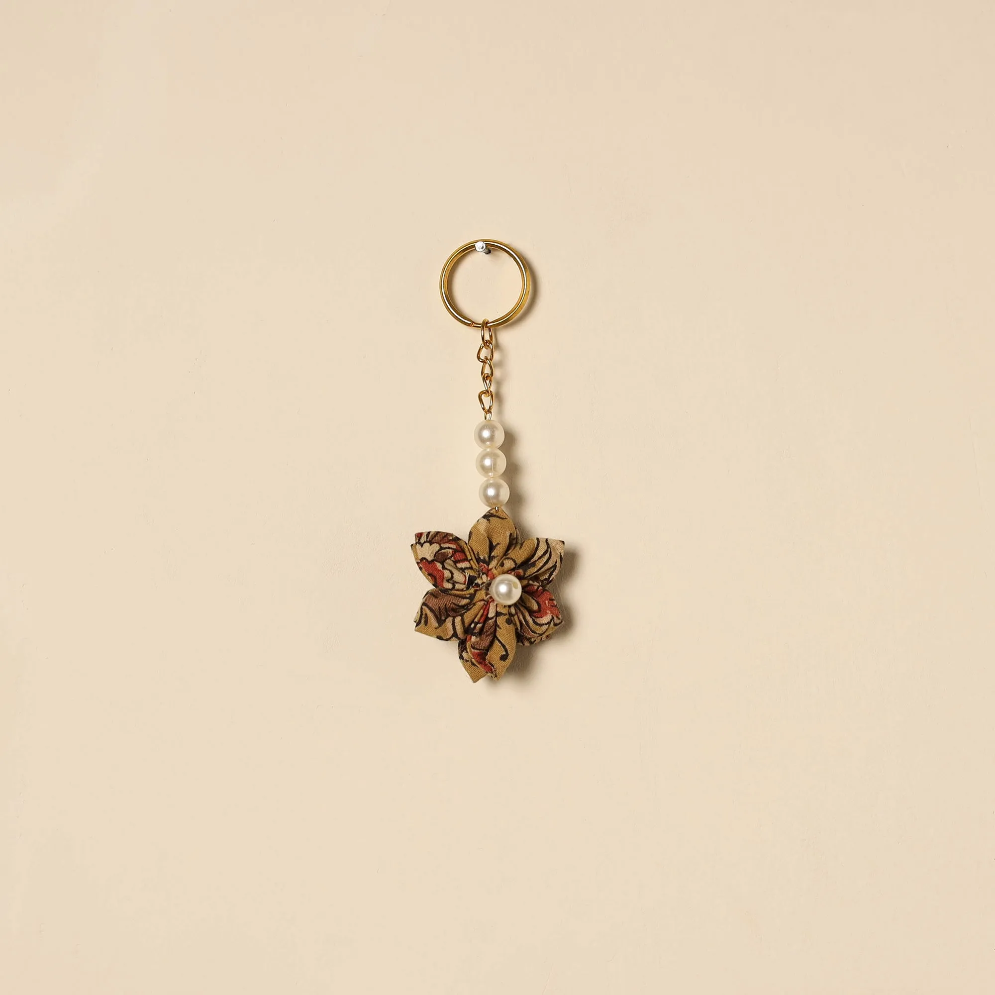 Brown - Beaded Fabart Flower Keychain 15 sold by Itokri