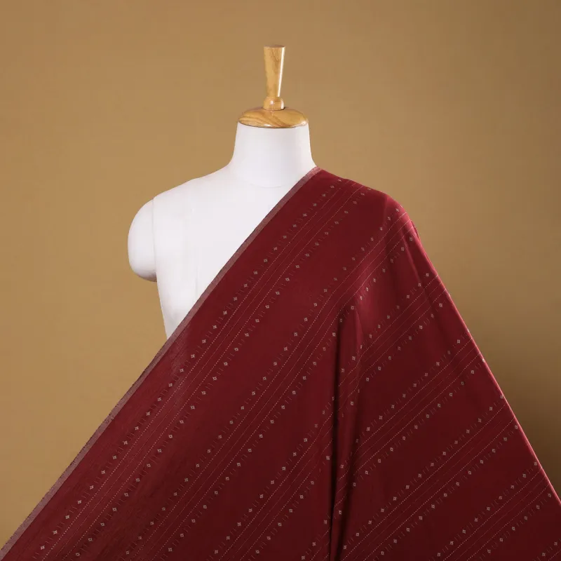 Maroon - Prewashed Cotton Jacquard Fabric 22 made by Itokri
