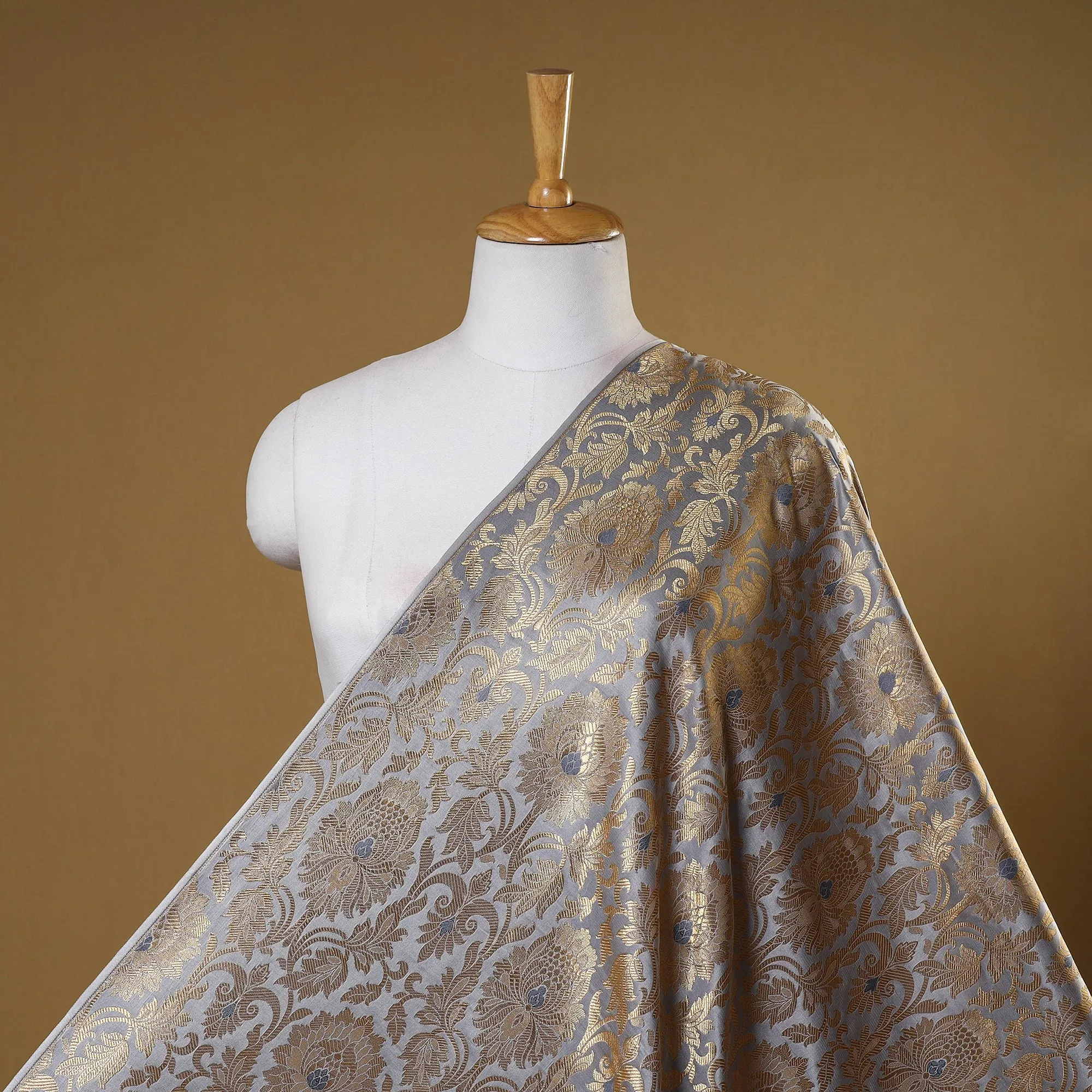 Grey - Brocade Silk Banarasi Fabric 21 sold by Itokri product image thumbnail 2