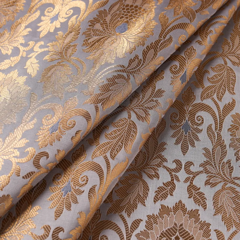 Grey - Brocade Silk Banarasi Fabric 21 made by Itokri