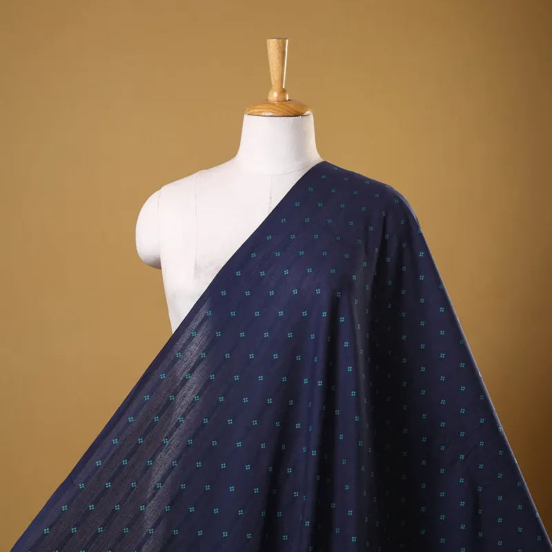 Blue - Prewashed Cotton Jacquard Weave Fabric 25 made by Itokri