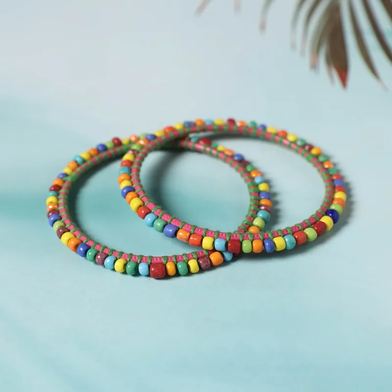 Hand Embroidered Beadwork Bangle (Set of 2) made by Itokri