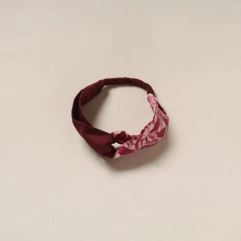 Maroon - Handcrafted Cotton Elastic Headband 02 made by Itokri
