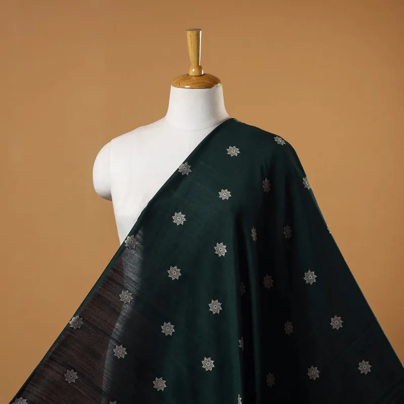 Green - Spun Dupion Viscose Silk Thread Buta Fabric 22 made by Itokri