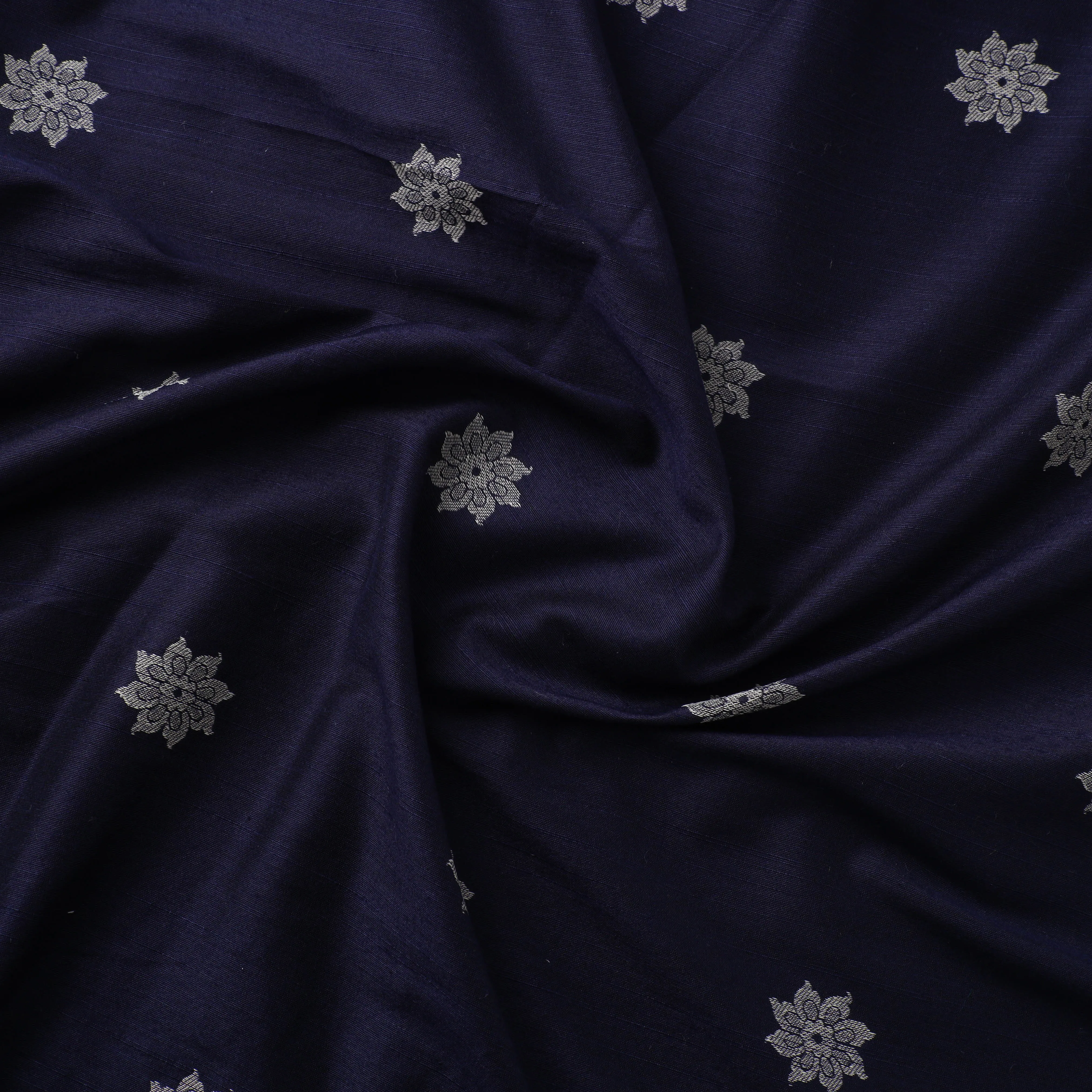 Blue - Spun Dupion Viscose Silk Thread Buta Fabric 20 sold by Itokri product image thumbnail 3