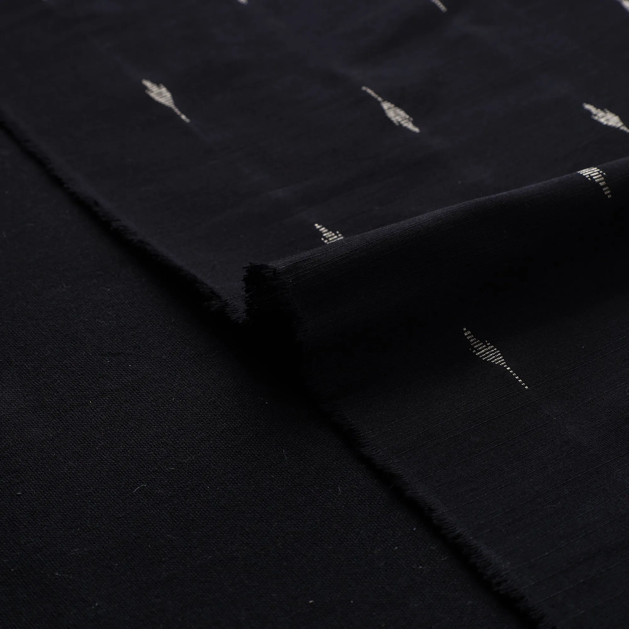 Black - Spun Dupion Viscose Silk Buti Fabric 03 sold by Itokri product image thumbnail 4