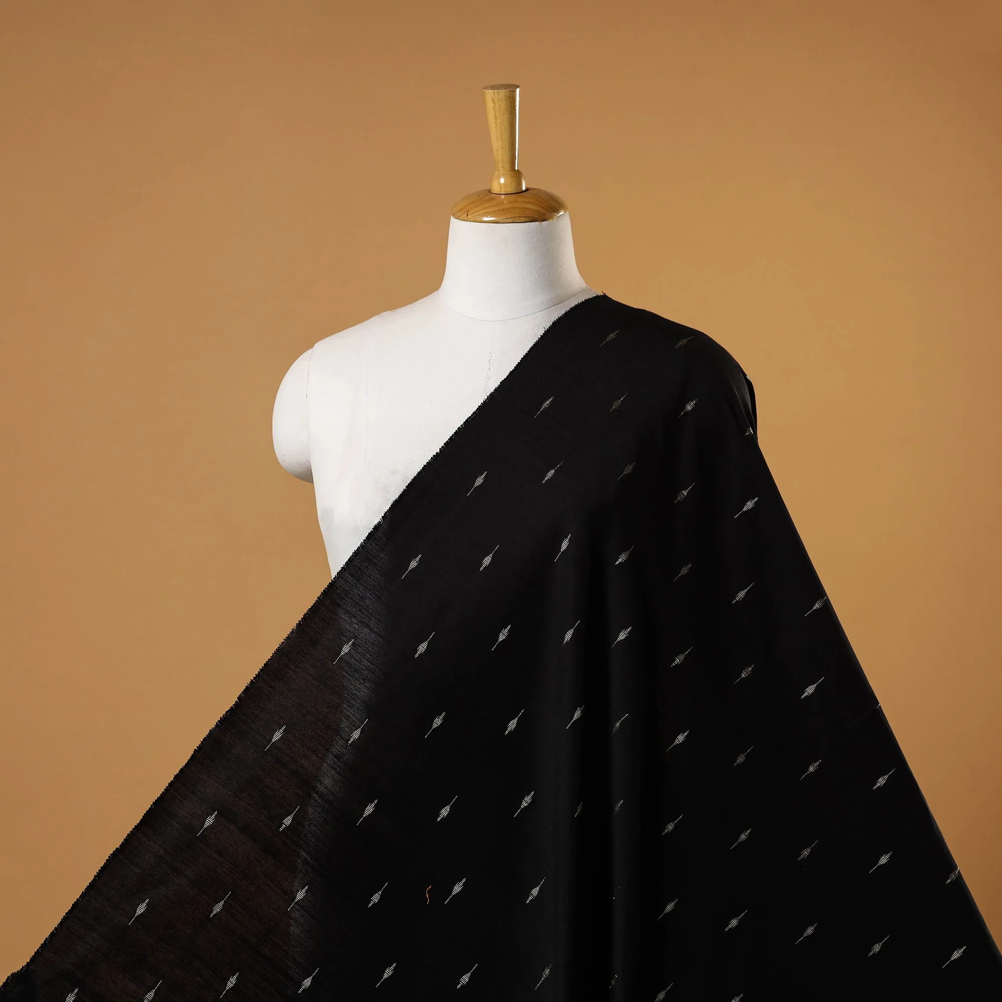 Black - Spun Dupion Viscose Silk Buti Fabric 03 sold by Itokri product image thumbnail 2