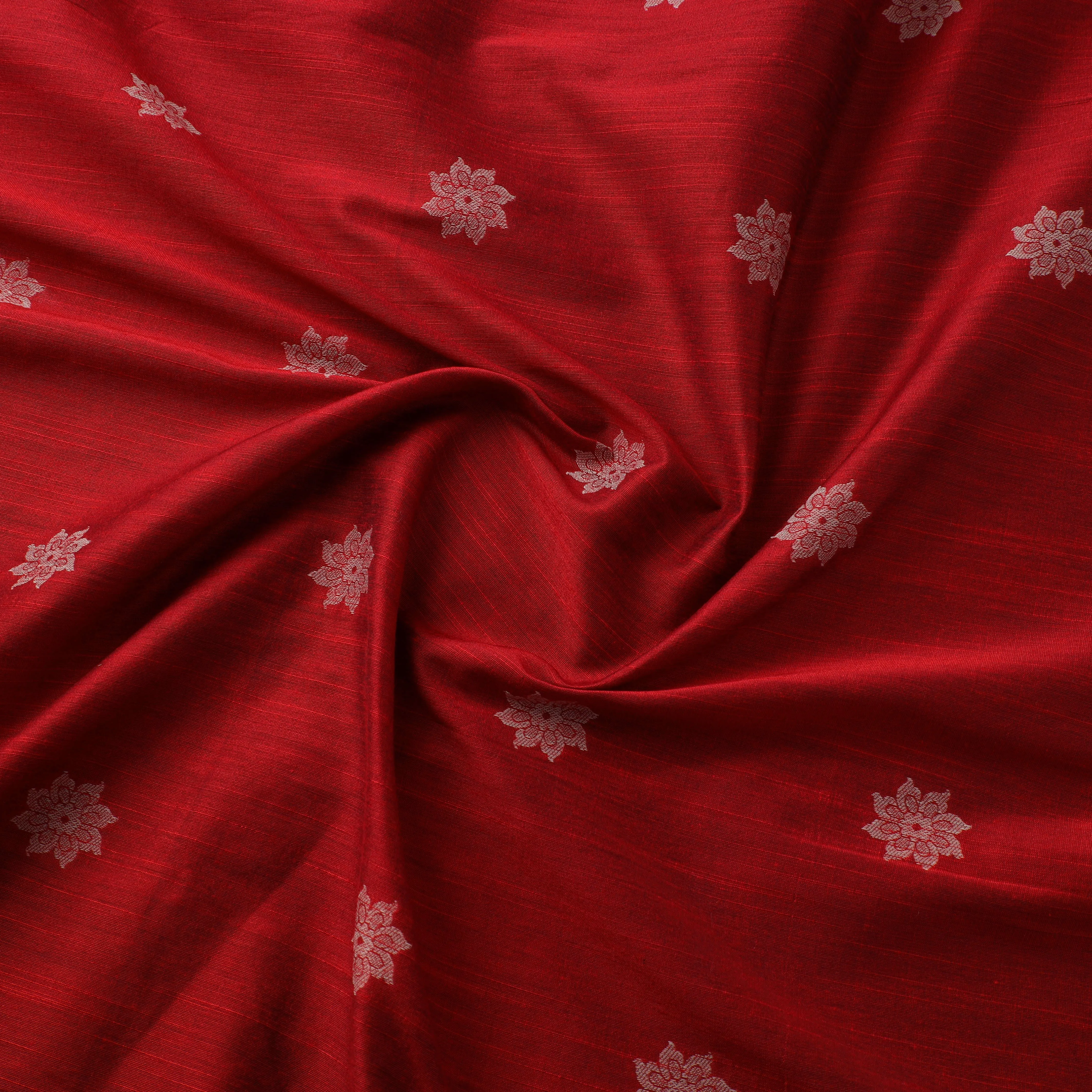 Red - Spun Dupion Viscose Silk Thread Buta Fabric 18 sold by Itokri product image thumbnail 3