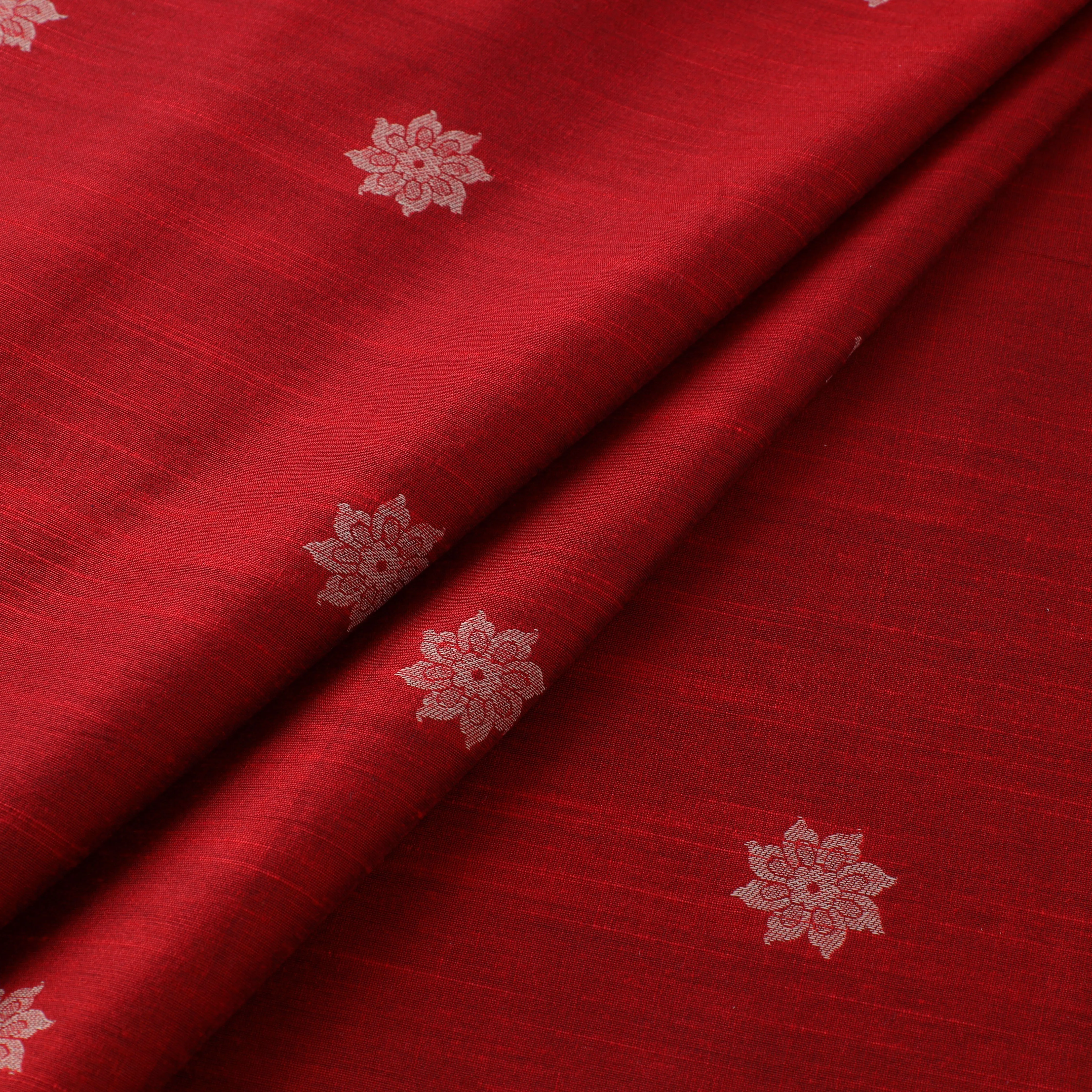 Red - Spun Dupion Viscose Silk Thread Buta Fabric 18 sold by Itokri product image thumbnail 2