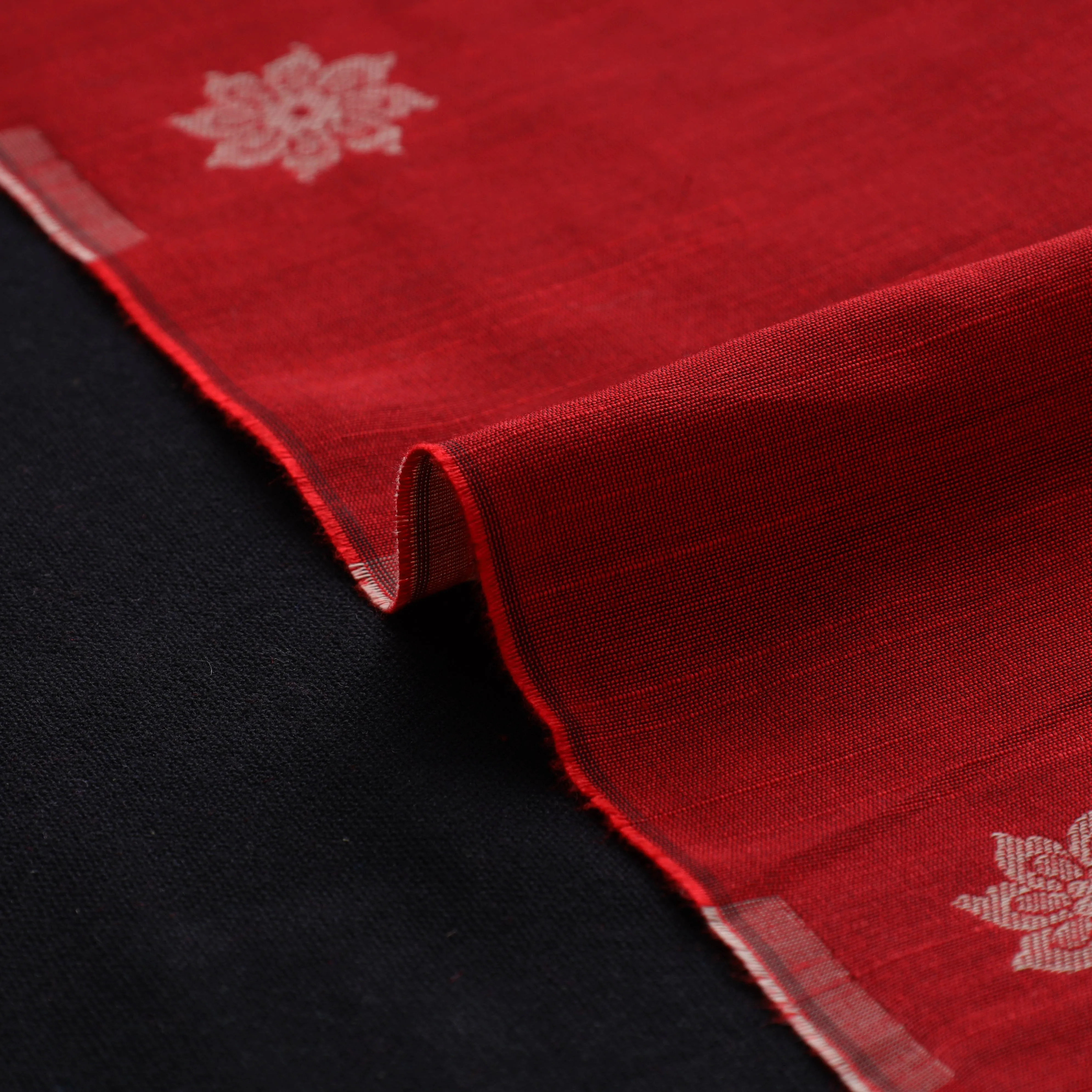 Red - Spun Dupion Viscose Silk Thread Buta Fabric 18 sold by Itokri product image thumbnail 4