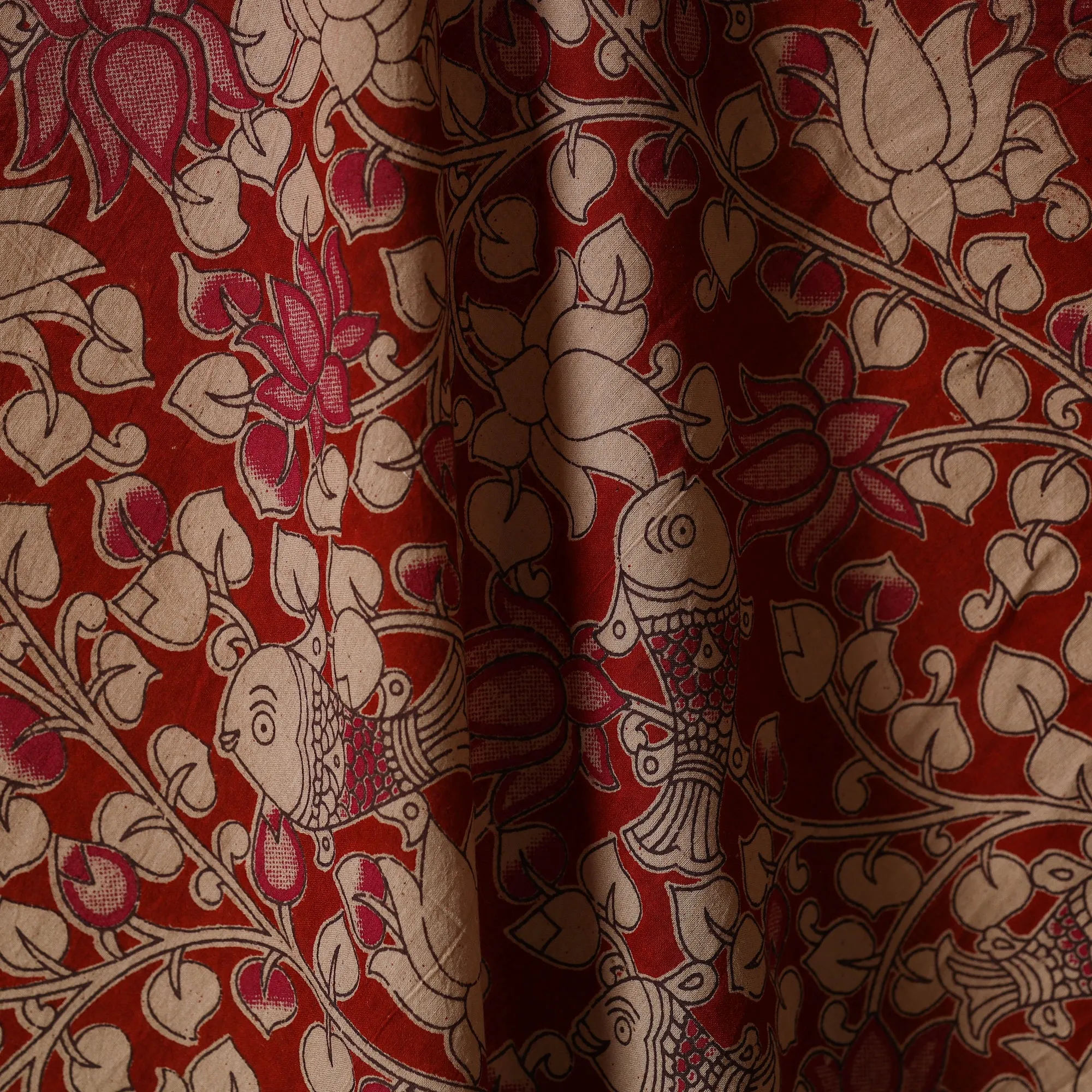 Red - Printed Cotton Kalamkari Fabric 27 sold by Itokri product image thumbnail 3