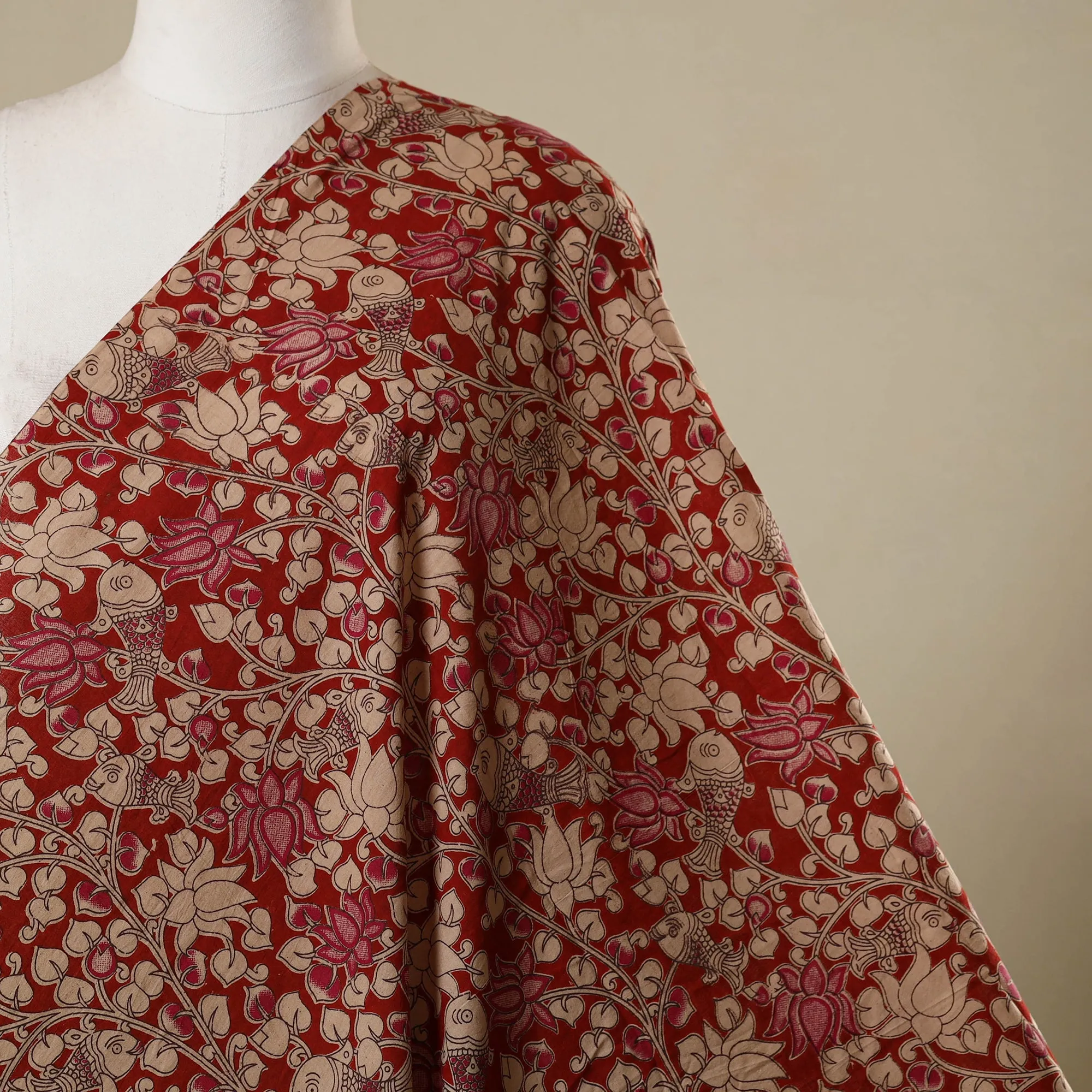 Red - Printed Cotton Kalamkari Fabric 27 sold by Itokri product image thumbnail 2