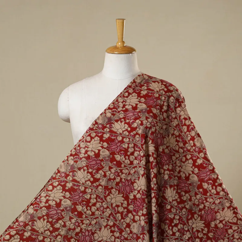 Red - Printed Cotton Kalamkari Fabric 27 made by Itokri