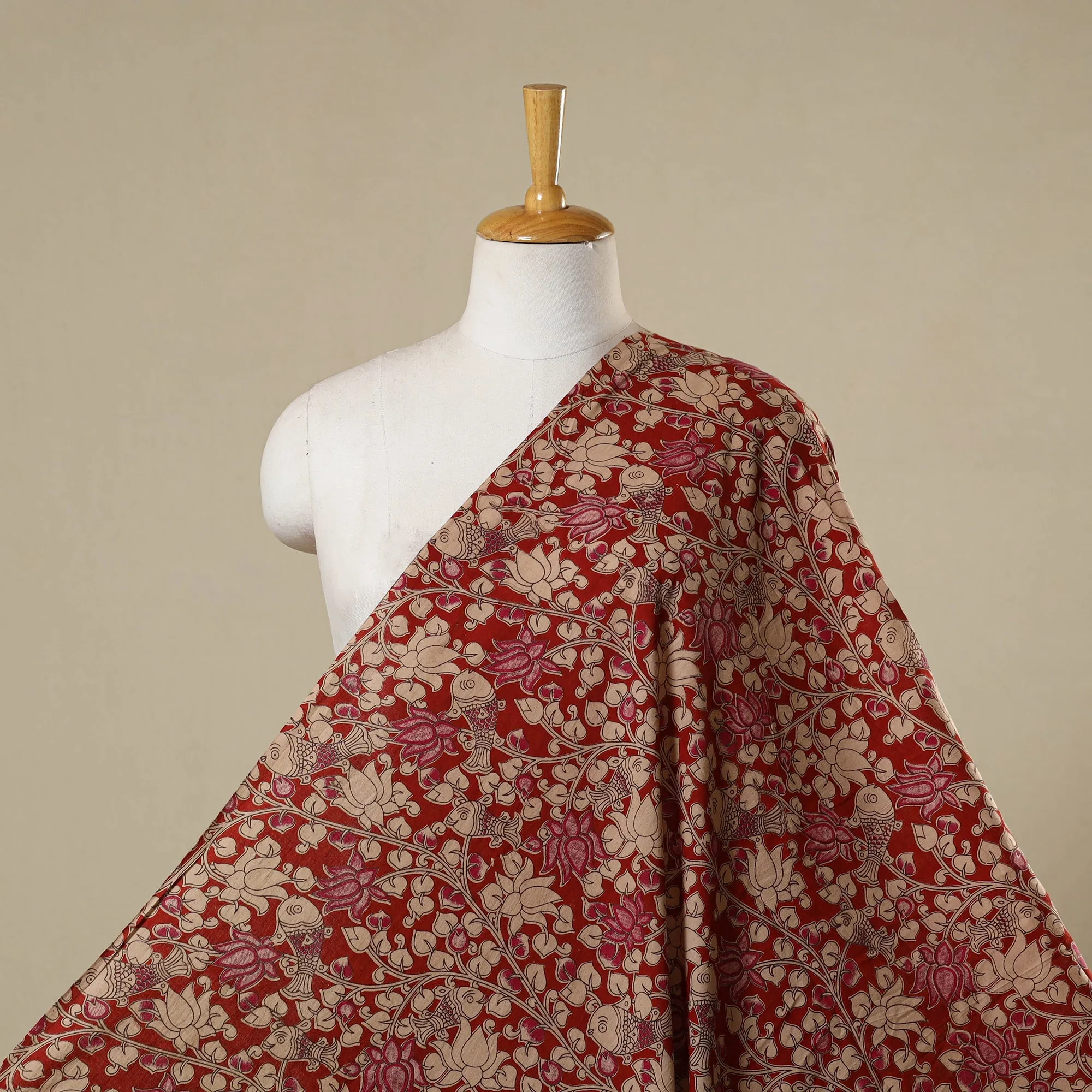Red - Printed Cotton Kalamkari Fabric 27 sold by Itokri