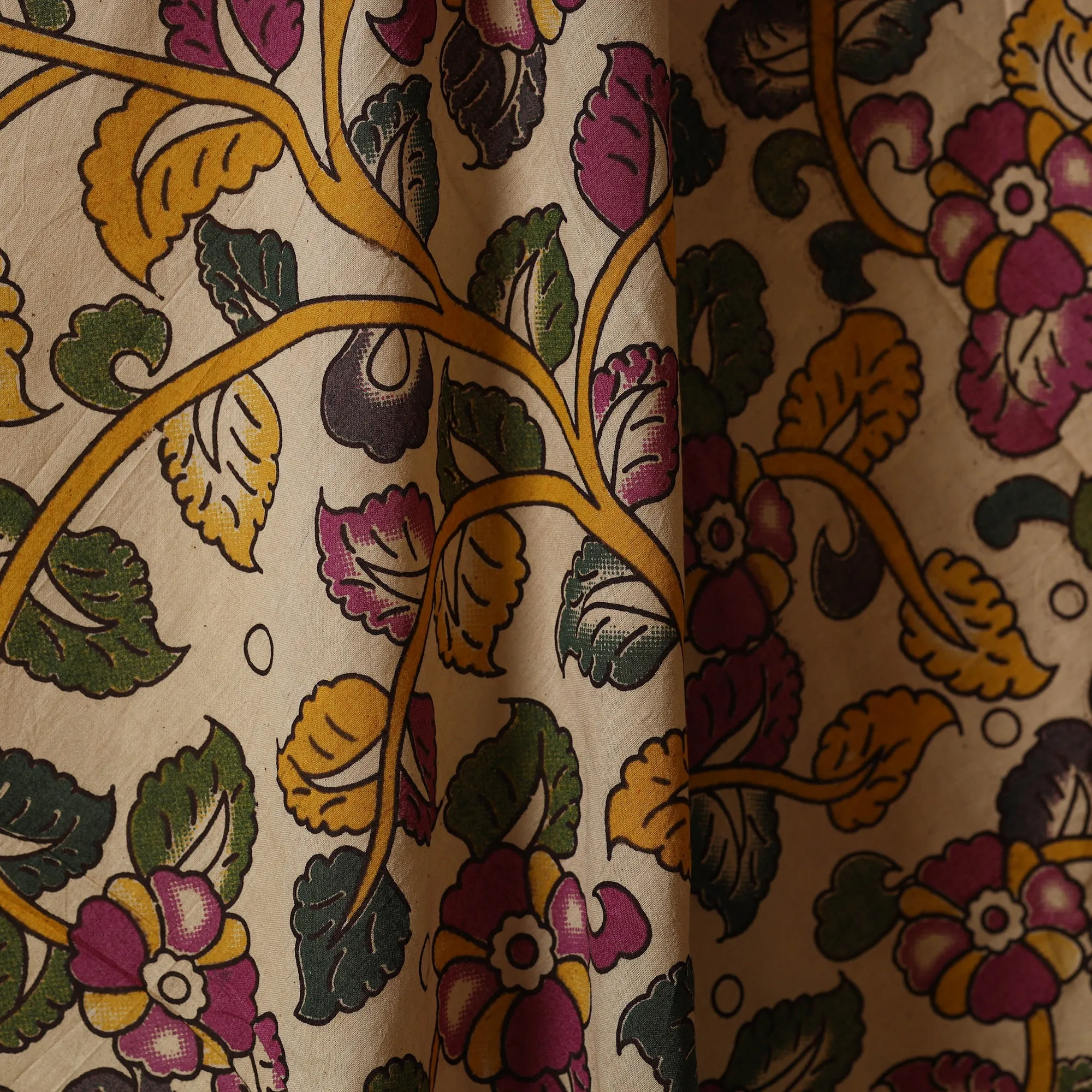 Beige - Printed Cotton Kalamkari Fabric 20 sold by Itokri product image thumbnail 3