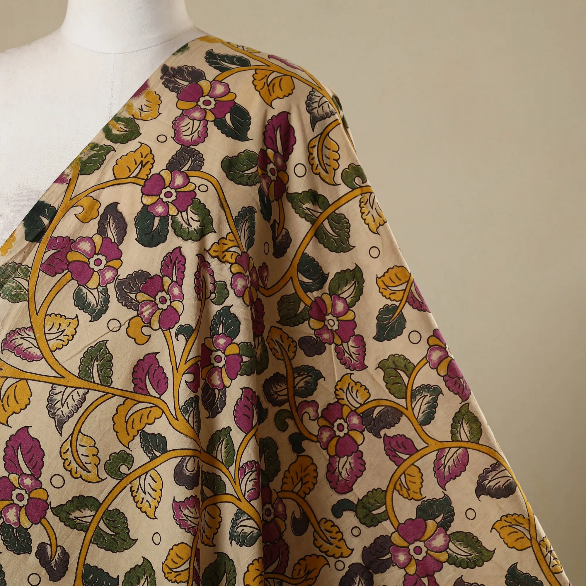 Beige - Printed Cotton Kalamkari Fabric 20 sold by Itokri product image thumbnail 2