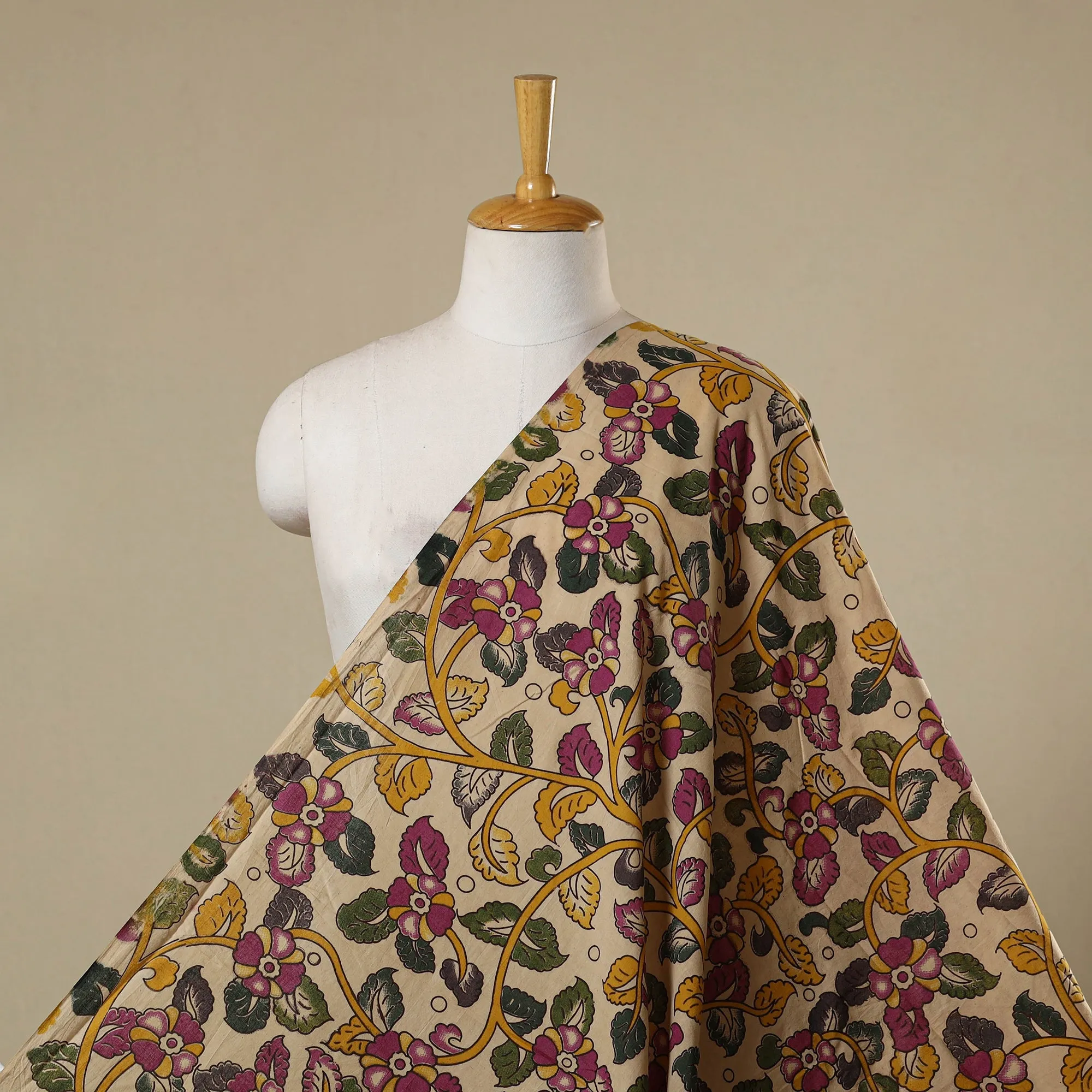 Beige - Printed Cotton Kalamkari Fabric 20 sold by Itokri