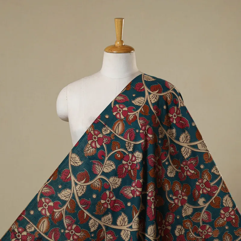 Blue - Printed Cotton Kalamkari Fabric 19 made by Itokri