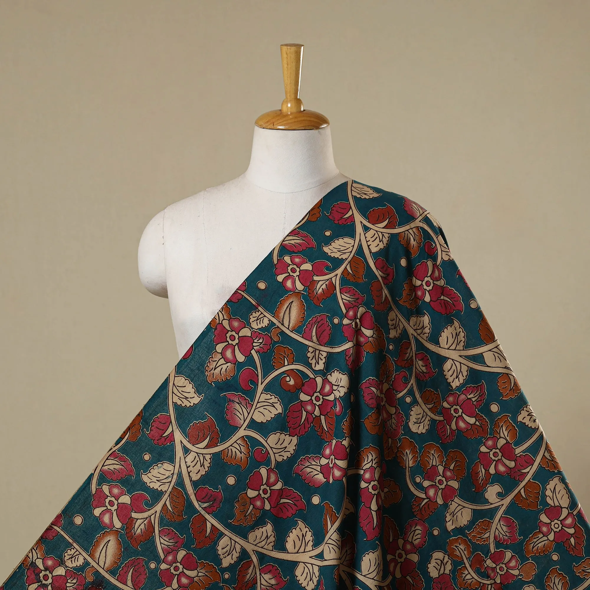 Blue - Printed Cotton Kalamkari Fabric 19 sold by Itokri
