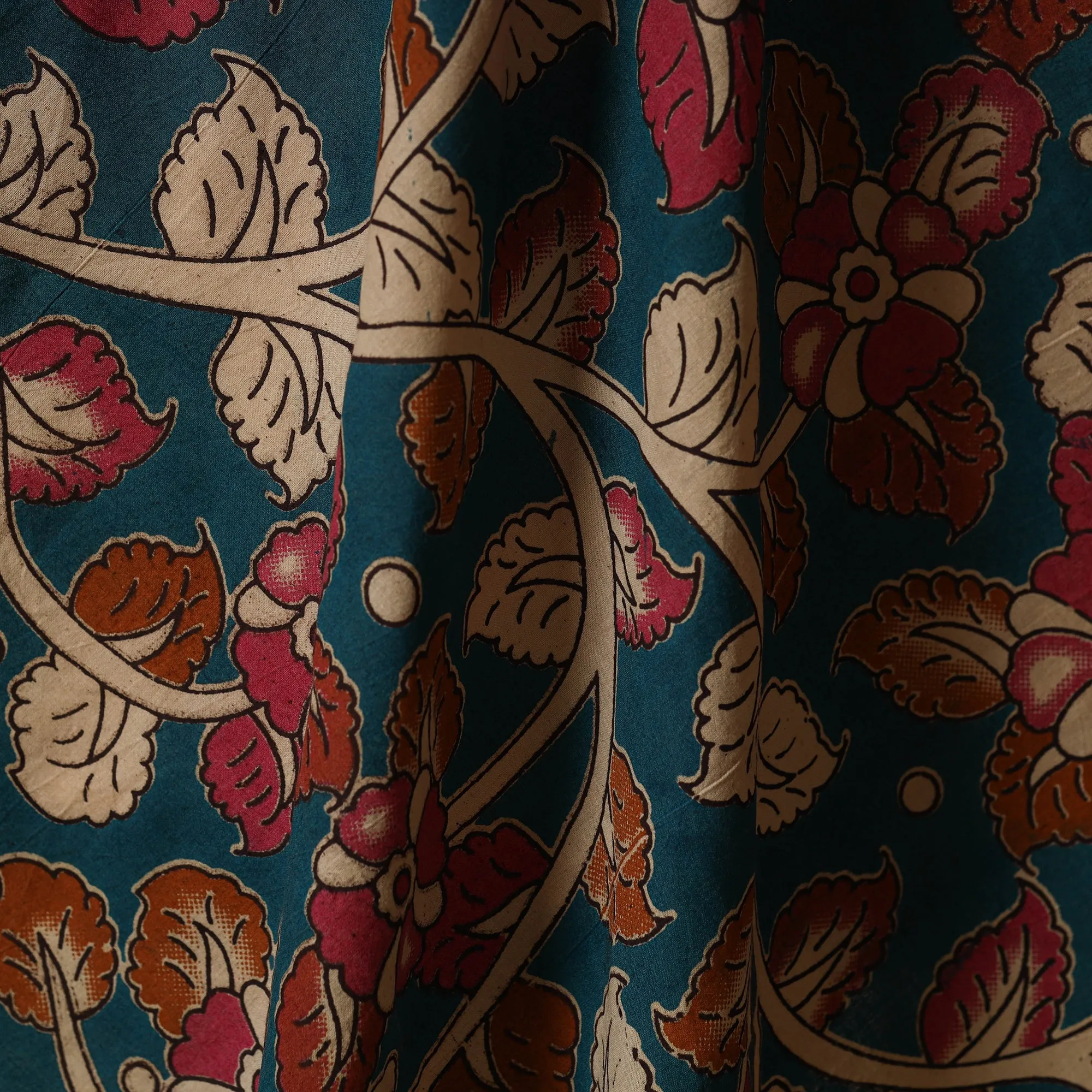 Blue - Printed Cotton Kalamkari Fabric 19 sold by Itokri product image thumbnail 3