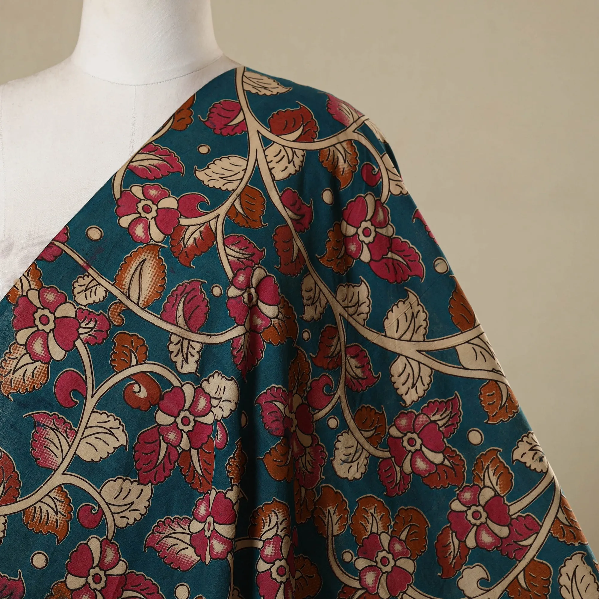 Blue - Printed Cotton Kalamkari Fabric 19 sold by Itokri product image thumbnail 2