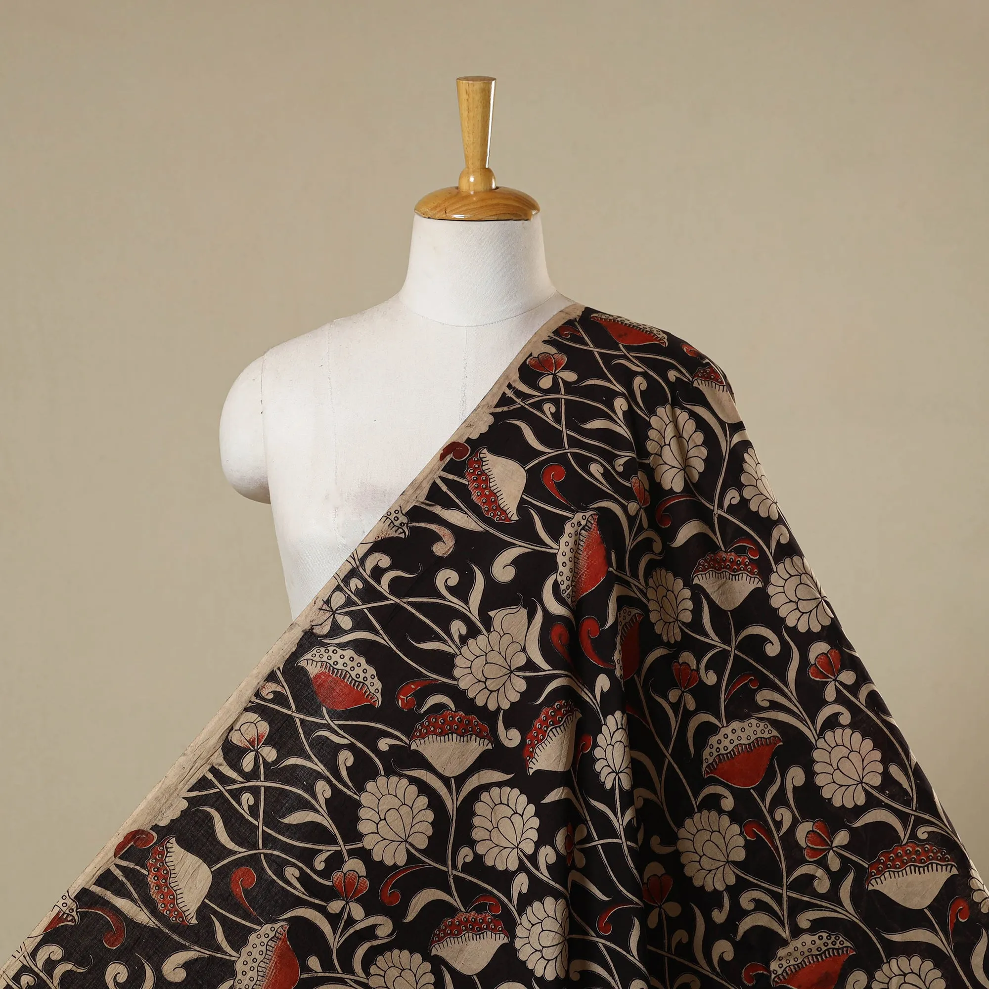 Black - Printed Cotton Kalamkari Fabric 12 sold by Itokri