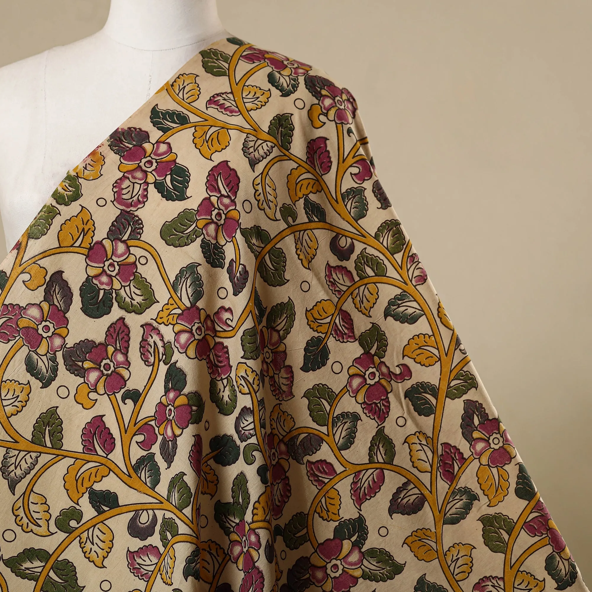 Beige - Printed Cotton Kalamkari Fabric 31 sold by Itokri product image thumbnail 2