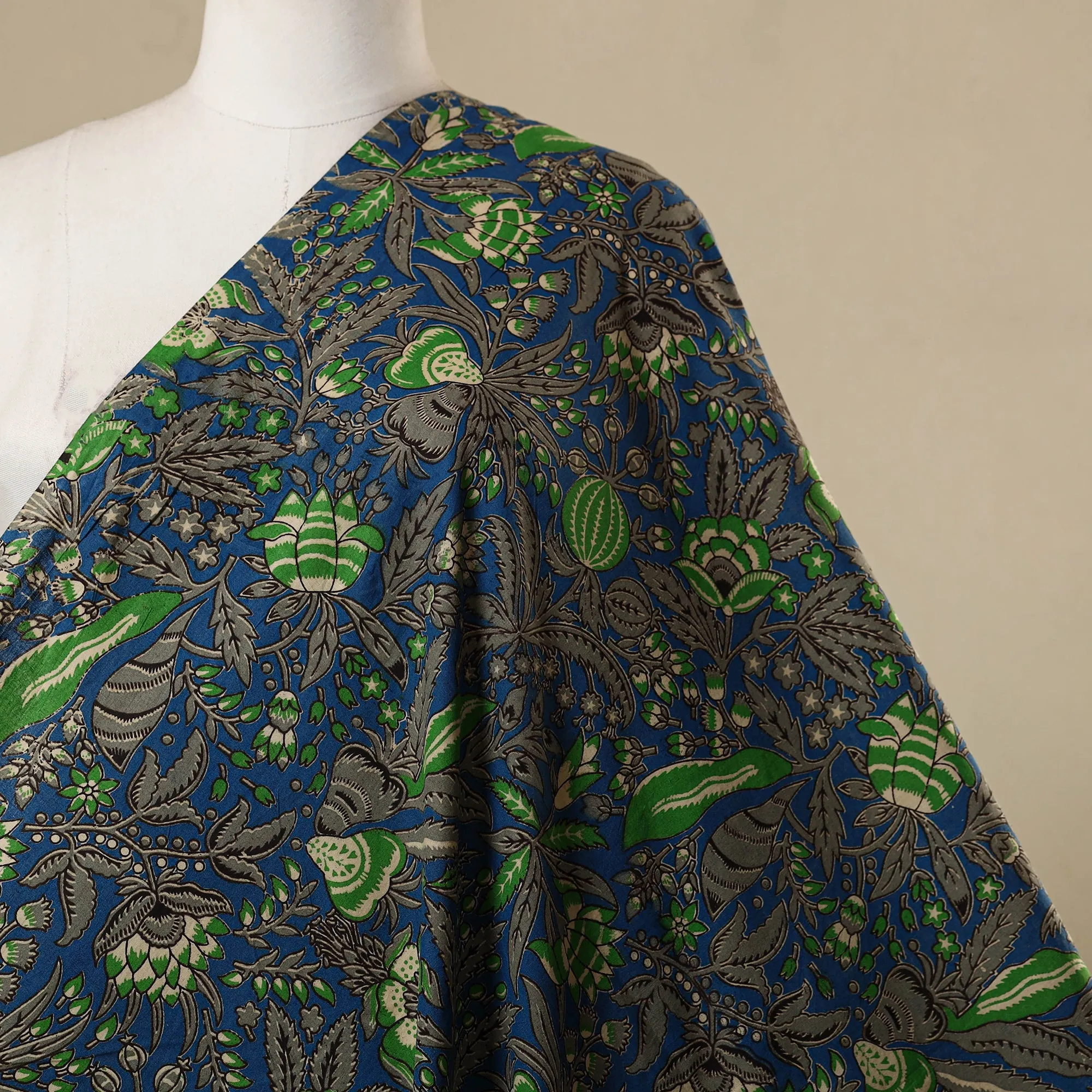 Blue - Printed Cotton Kalamkari Fabric 24 sold by Itokri product image thumbnail 2