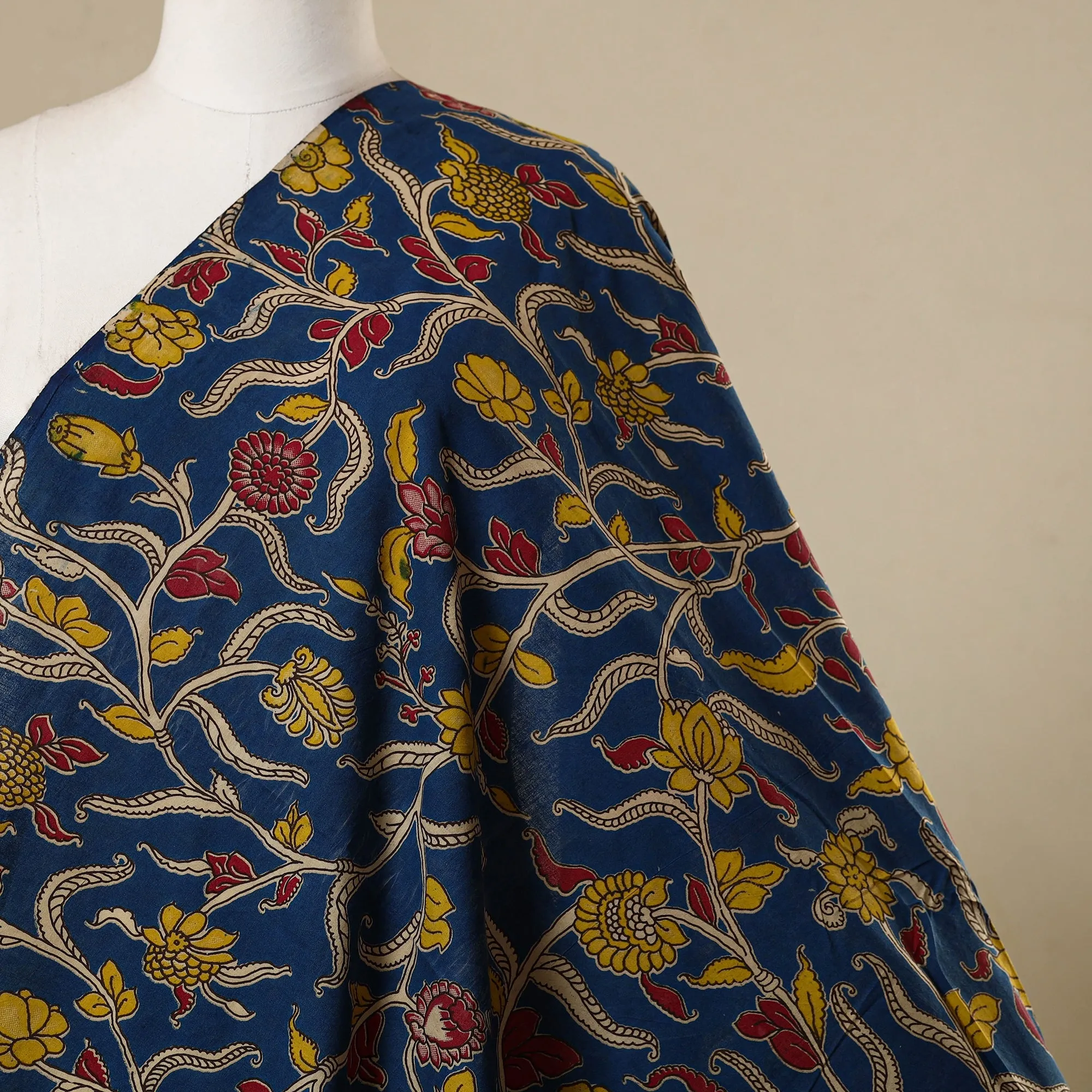 Blue - Printed Cotton Kalamkari Fabric 13 sold by Itokri product image thumbnail 2
