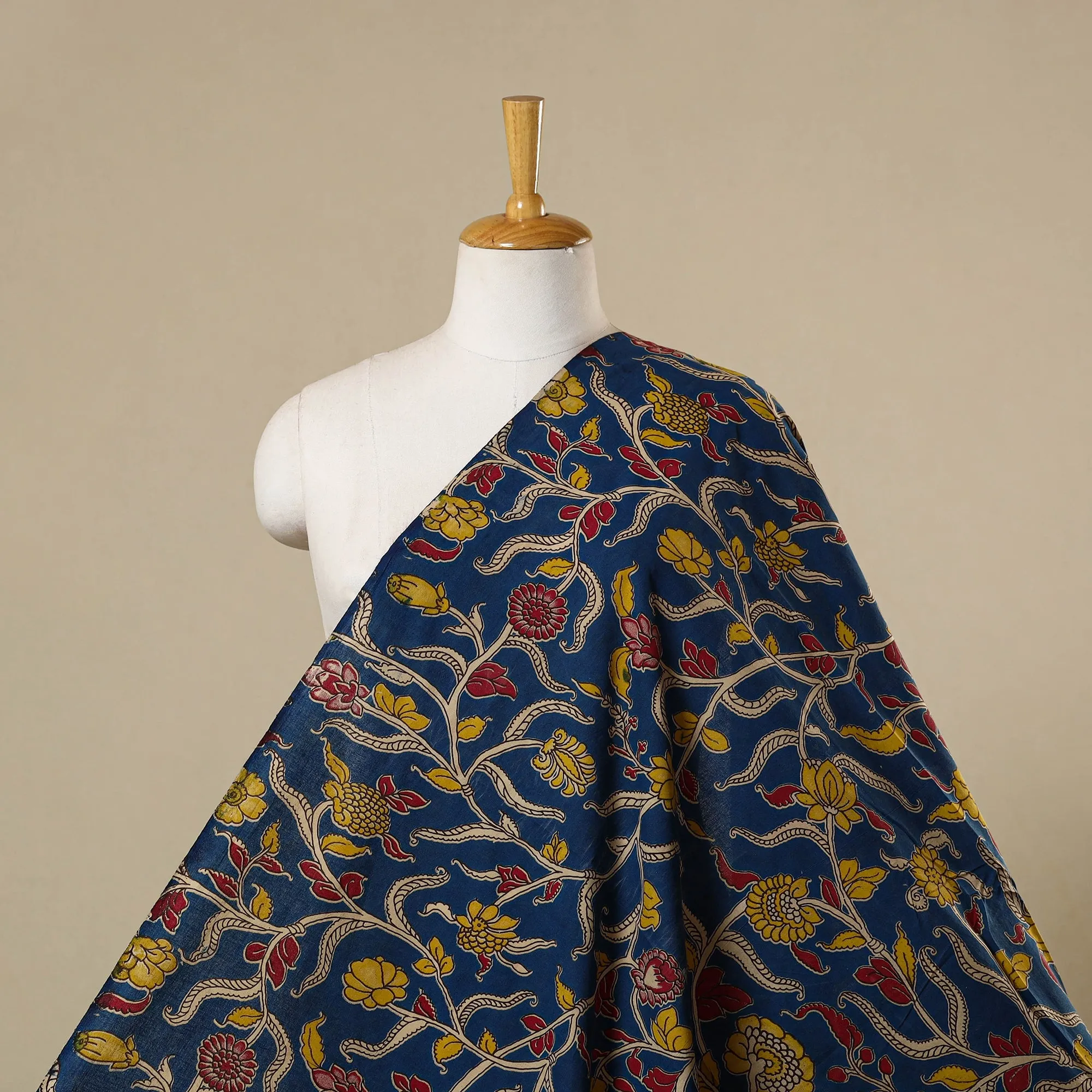 Blue - Printed Cotton Kalamkari Fabric 13 sold by Itokri